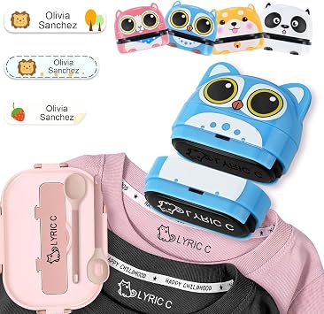 SUPHELPU Name Stamp for Clothing Kids Waterproof, Double Sided White + Blacke Ink Name Labels Stamp for Clothes Permanent, Personalized Stamp for Daycare Preschool School Supplies Plastic Fabric