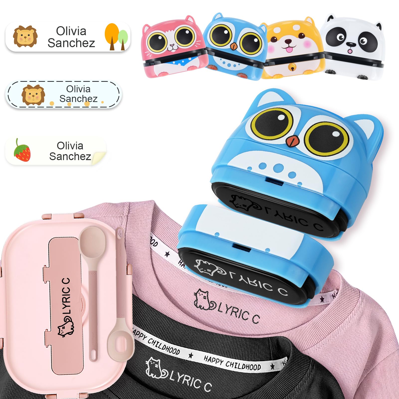 SUPHELPU Name Stamp for Clothing Kids Waterproof, Clothing Stamps for Clothes Permanent, Personalized Stamp with Name, School Daycare Essentials for Fabric Plastic Label Bottles Child Baby