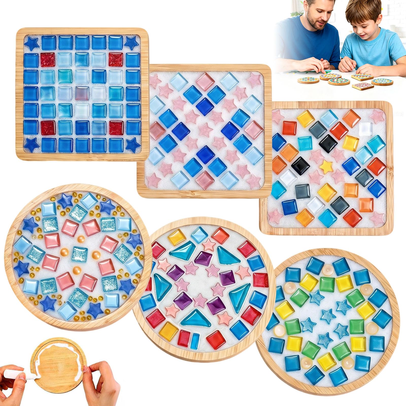 6 Set DIY Mosaic Coaster Kit Glass Tiles Coasters for Adults โ image 1