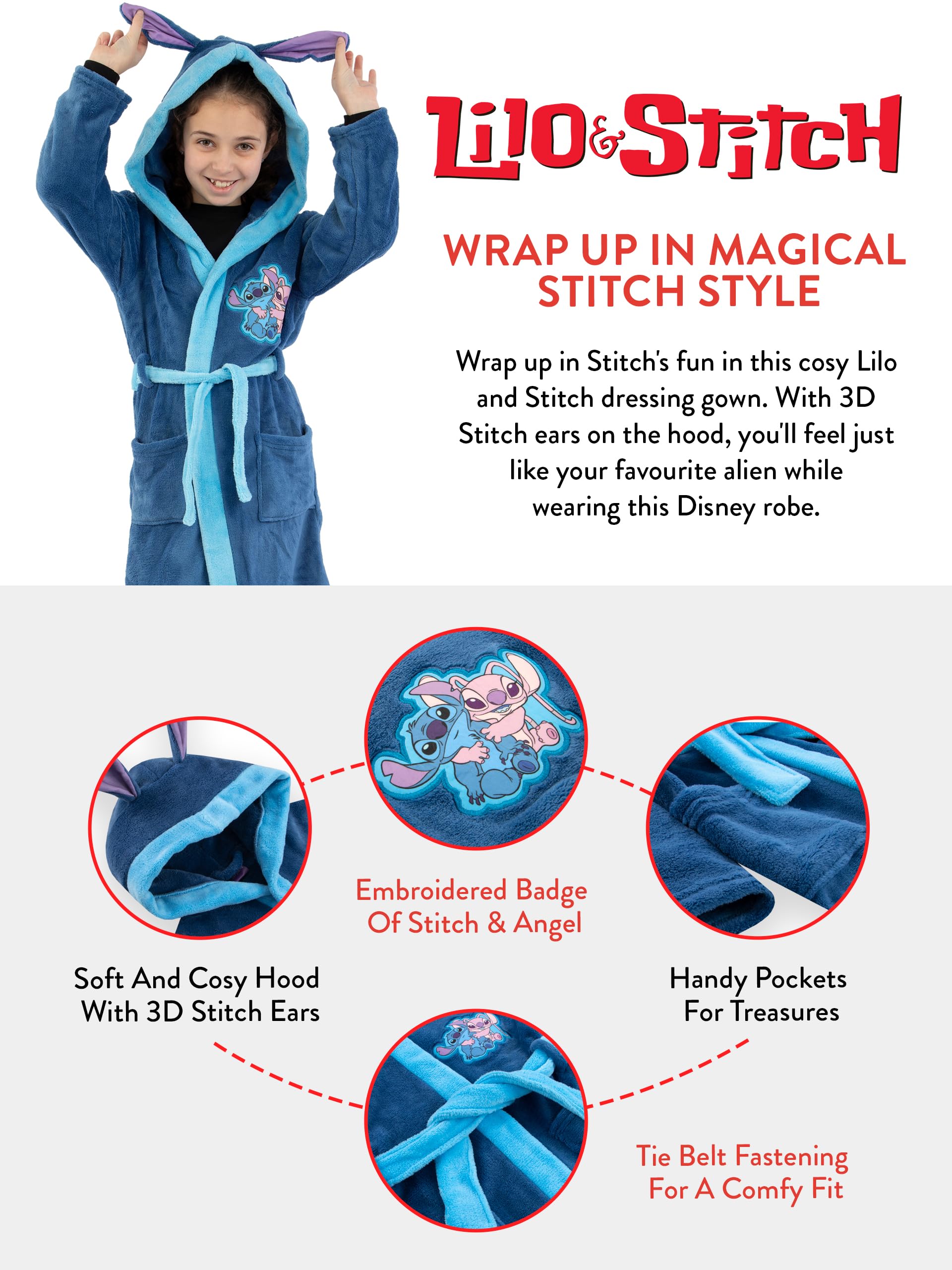 Disney Lilo Und Stitch Bademantel Mädchen | Morgenmantel Stitch Und Angel | Kinderbademantel Mädchen