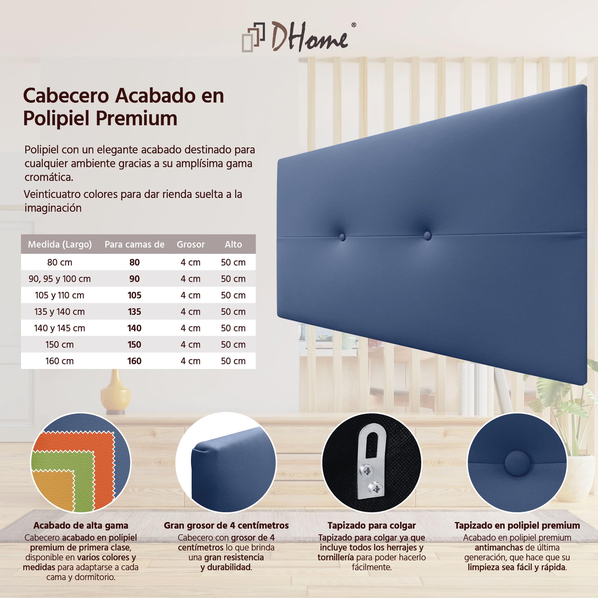 DHOME Testata in Similpelle o Tessuto AQUALINE Pro con 2 file di bottoni Testata imbottita Letto di lusso (Similpelle Senape, 95x50cm (Letti 70/80/90