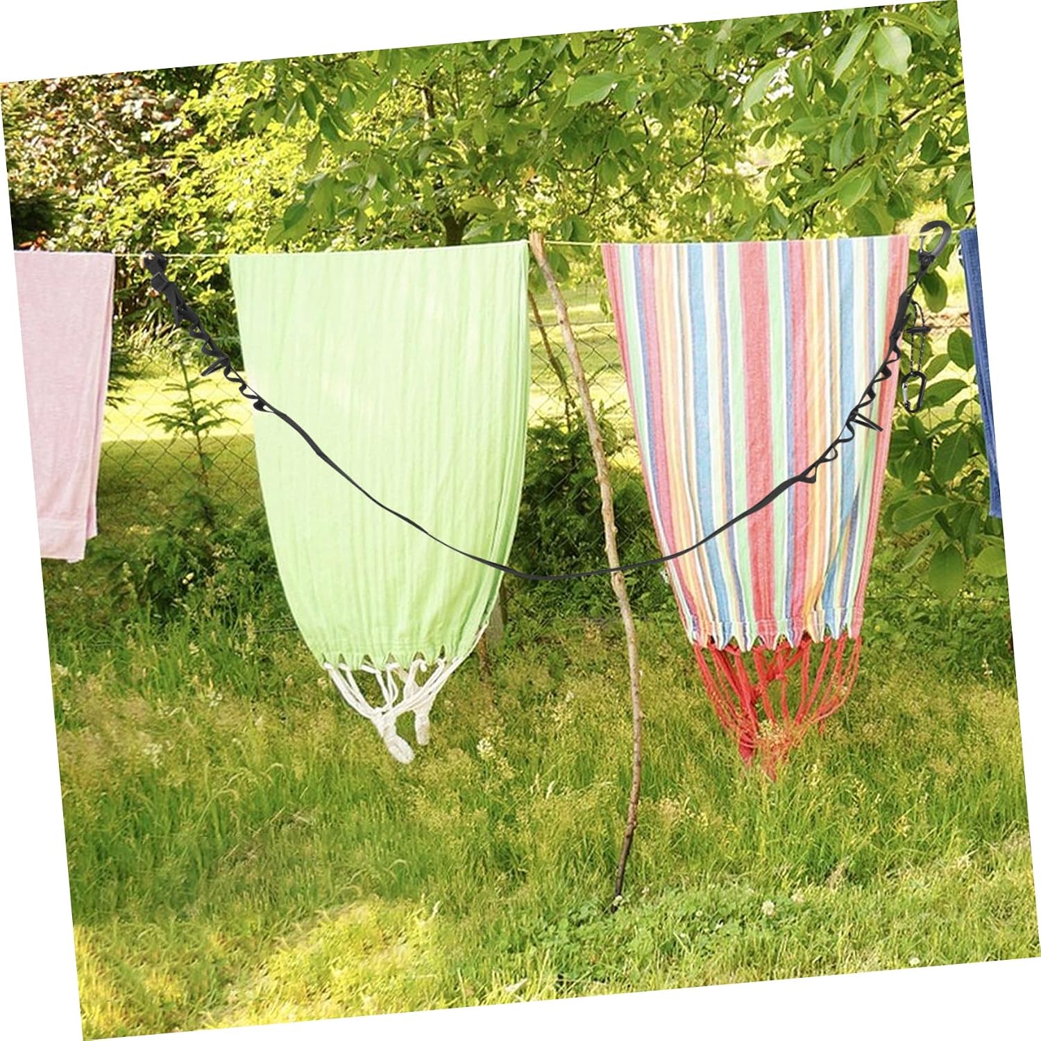 Kisangel Portable Adjustable Clothes Drying Rope Durable Clothesline for Outdoor Camping Travel Hiking and Laundry Lightweight Versatile Clothesline Cord for Clothes Hanging