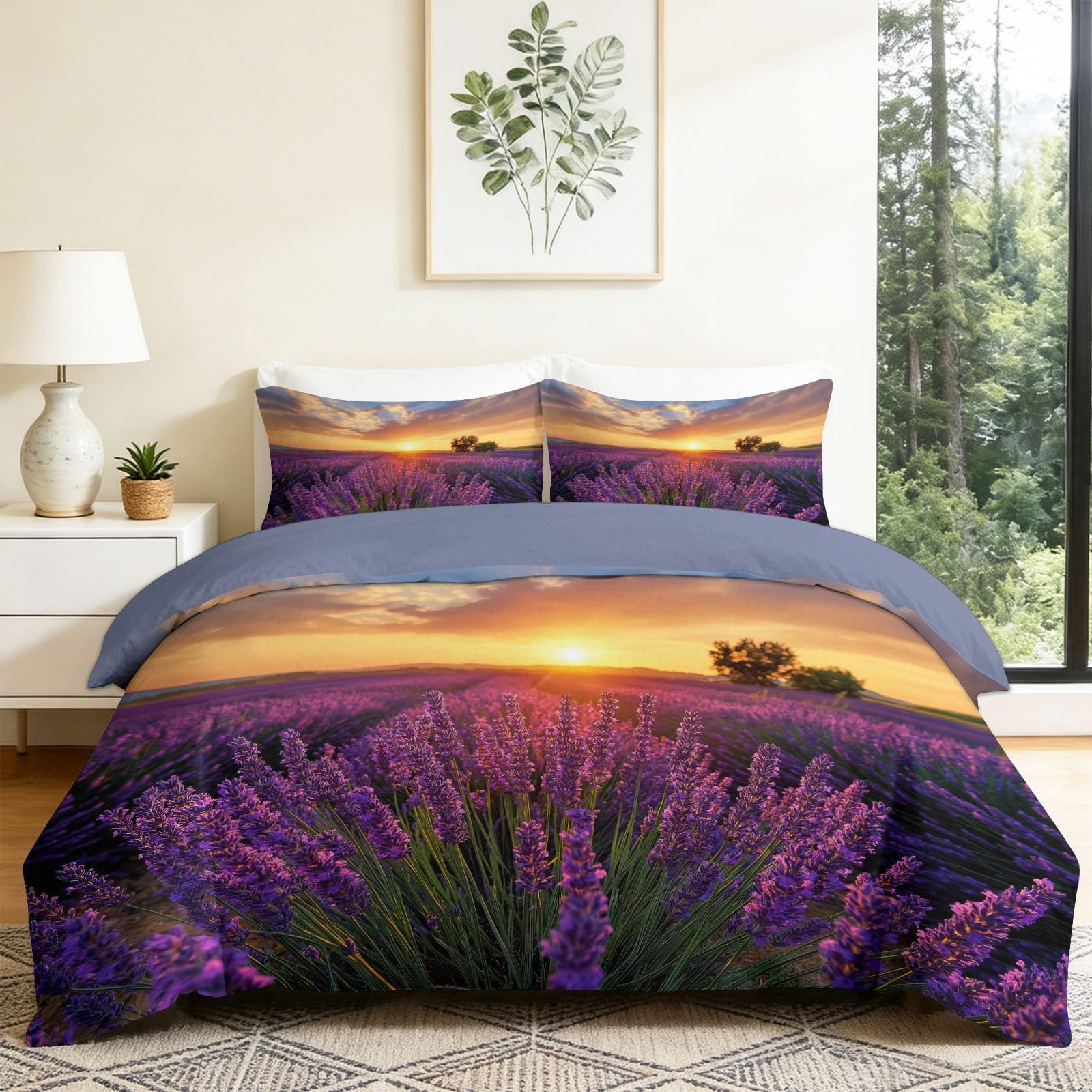 Parure de lit lavande housse de couette microfibre 240x260 cm lila