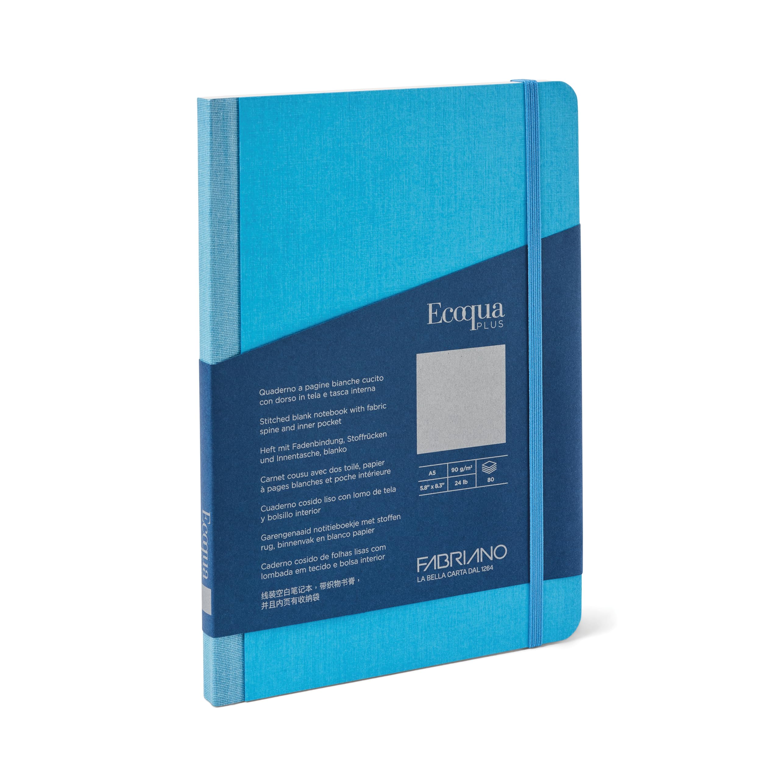 Cahier Fabriano Ecoqua turquoise 80 feuilles vierges pour vos notes de voyage