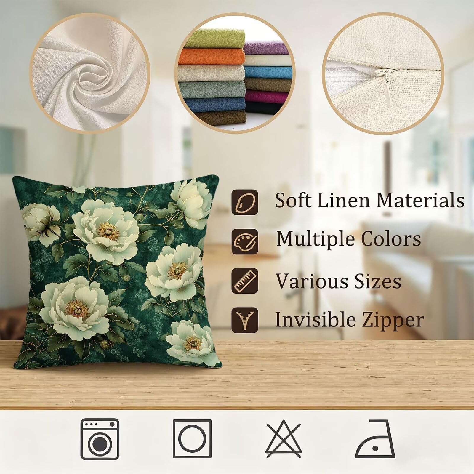 Verde Funda Cojin 60x60 Flor Funda Almohada 60x60 Cojines Sofa Súper Suave Fundas Cojines Decorativos Fundas Almohadas 4 Piezas Almohada Cervicales y Cuello, para Hogar Cama Salon Decoracion E - 829
