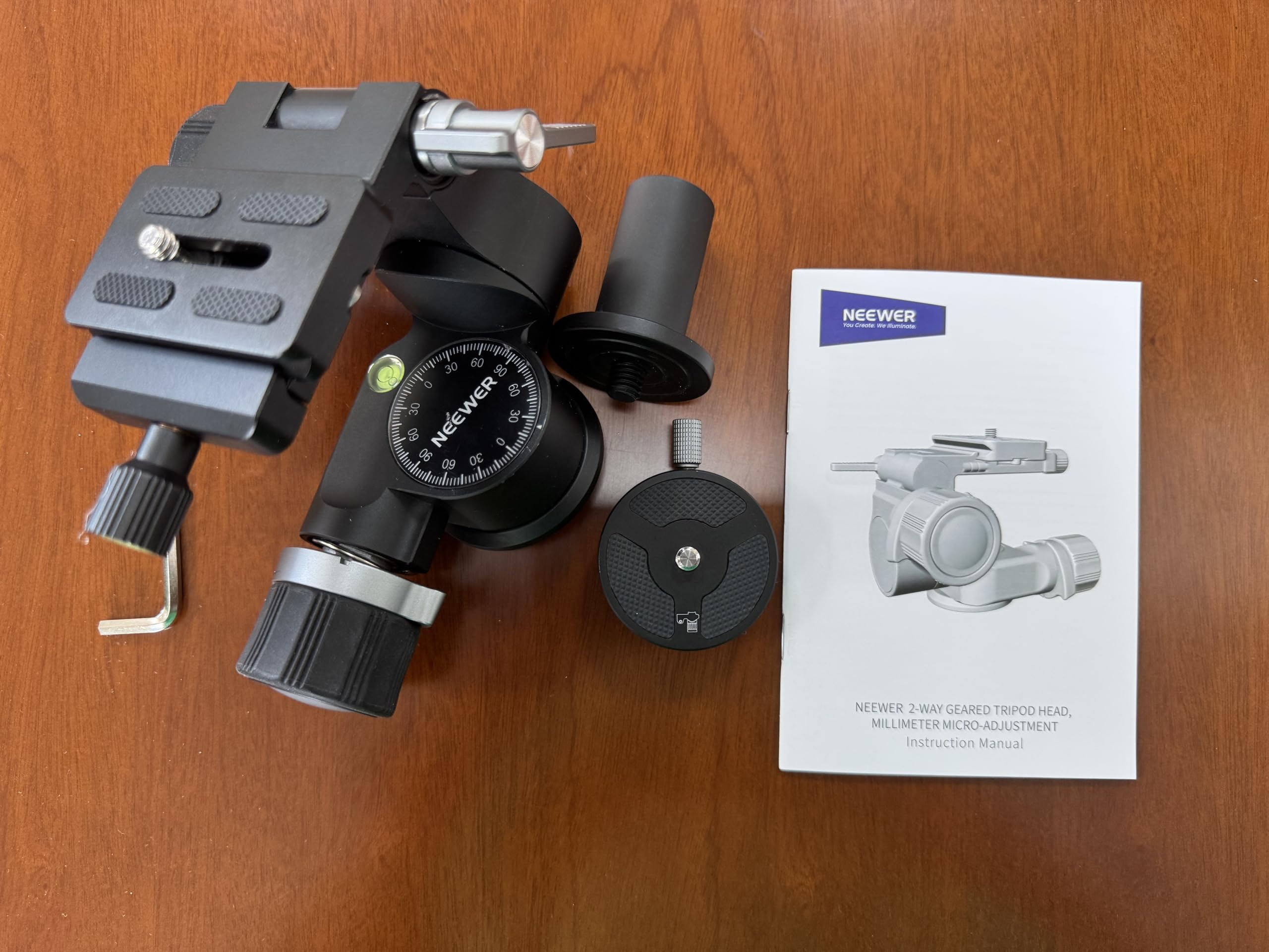 Amazon | NEEWER 2ウェイギア三脚雲台 2軸パンチルトヘッド アルミ合金