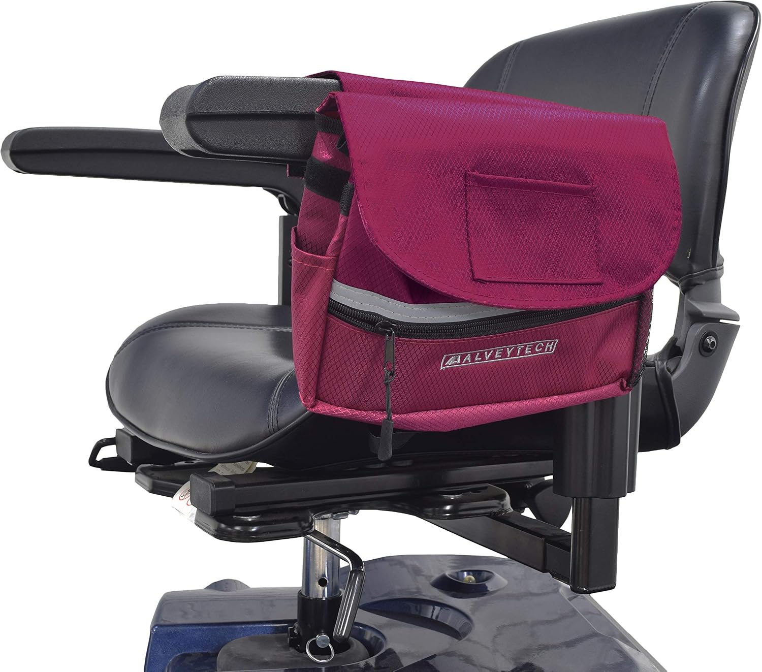 AlveyTech Saddle Bag & Cup Holder Combination for Mobility Scooters, Power Chairs, & Wheelchairs (Berry/Berry)