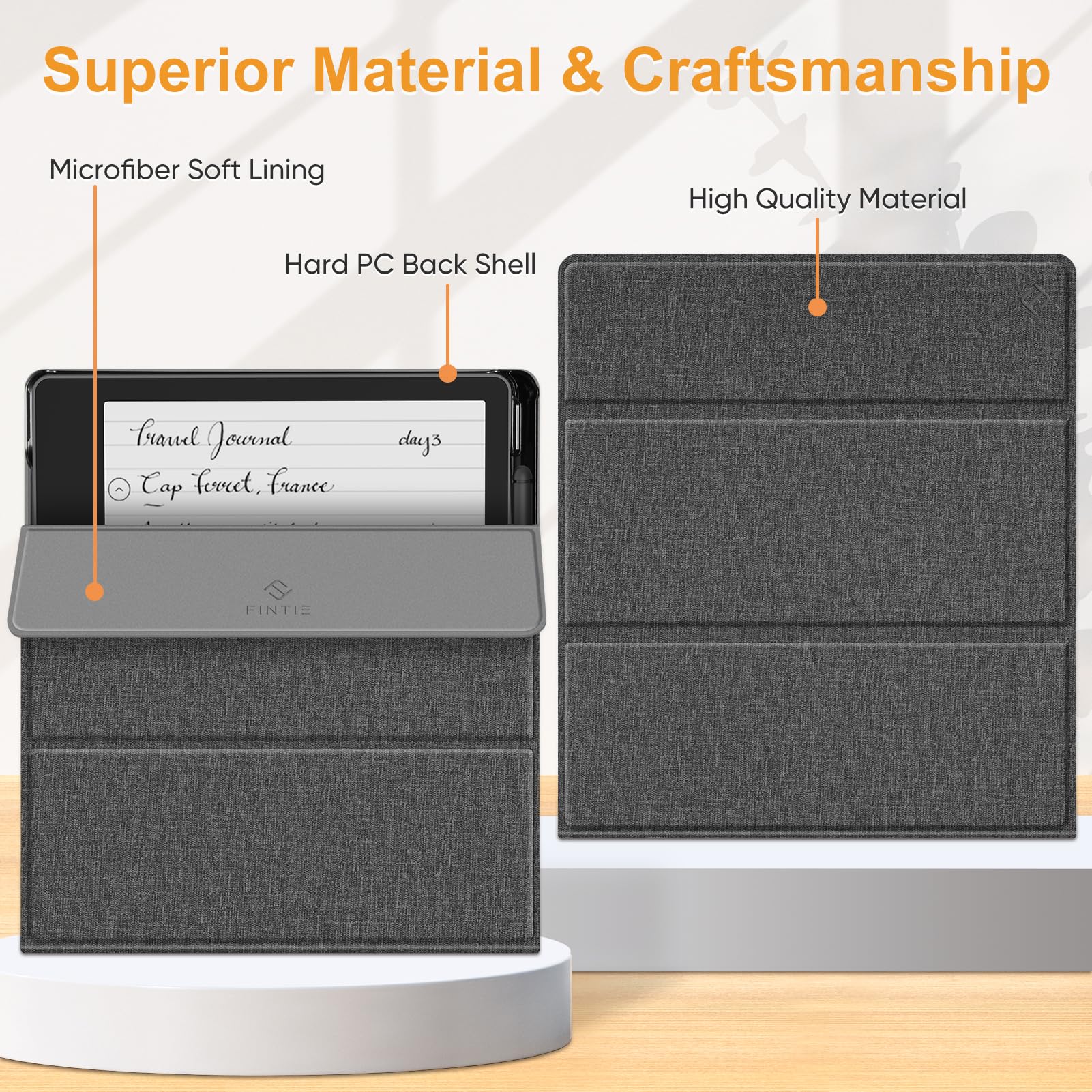 FINTIE Stand Custodia per Kindle Scribe 10,2 Pollici (Modello 2024/2022) con Portapenna - Sottile Leggero Cover Protettiva Case con Auto Sveglia/Sonno per Kindle Scribe 2024, Grigio