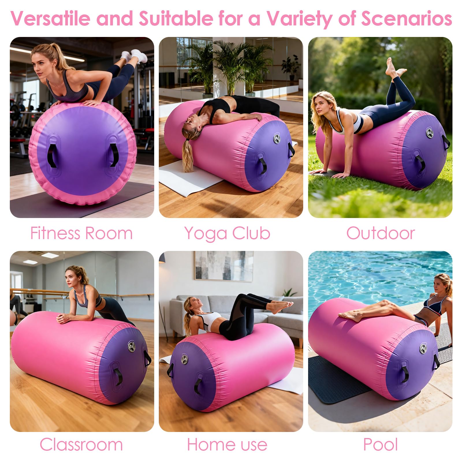 Diealles Shine Air Roll, 100x80cm Rullo ad Aria Gonfiabile Rotondo, Rotolo Gonfiabile con Pompa Elettrica e Borsa per il Trasporto, Air Barrel Gymnastics Roller per Allenamento Fitness Yoga