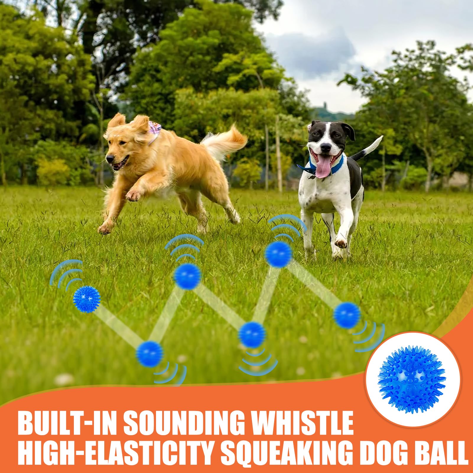 4 Pack Squeaky Dog Ball Toys, Dogs Chew Spiky Ball, balles couinantes pour Chiens, Jouet de Piscine pour Chien Flottant, Jouets à mâcher de Chien pour l’Ennui