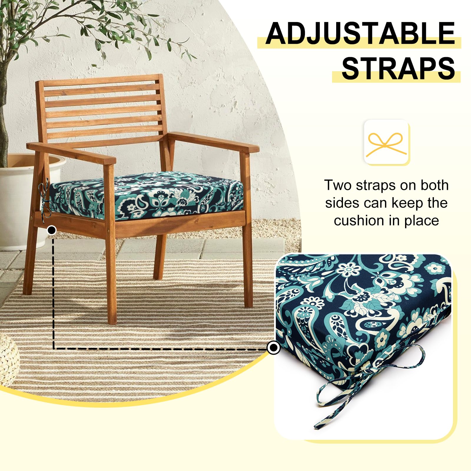 Downluxe Lot De 4 Coussins De Chaise D'extérieur Carrés En