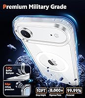 Vista 6 de FNTCASE para iPhone Air Case Clear: Fundas magnéticas para teléfono con protector de pantalla a prueba de caídas, compatibles con Magsafe, delgadas