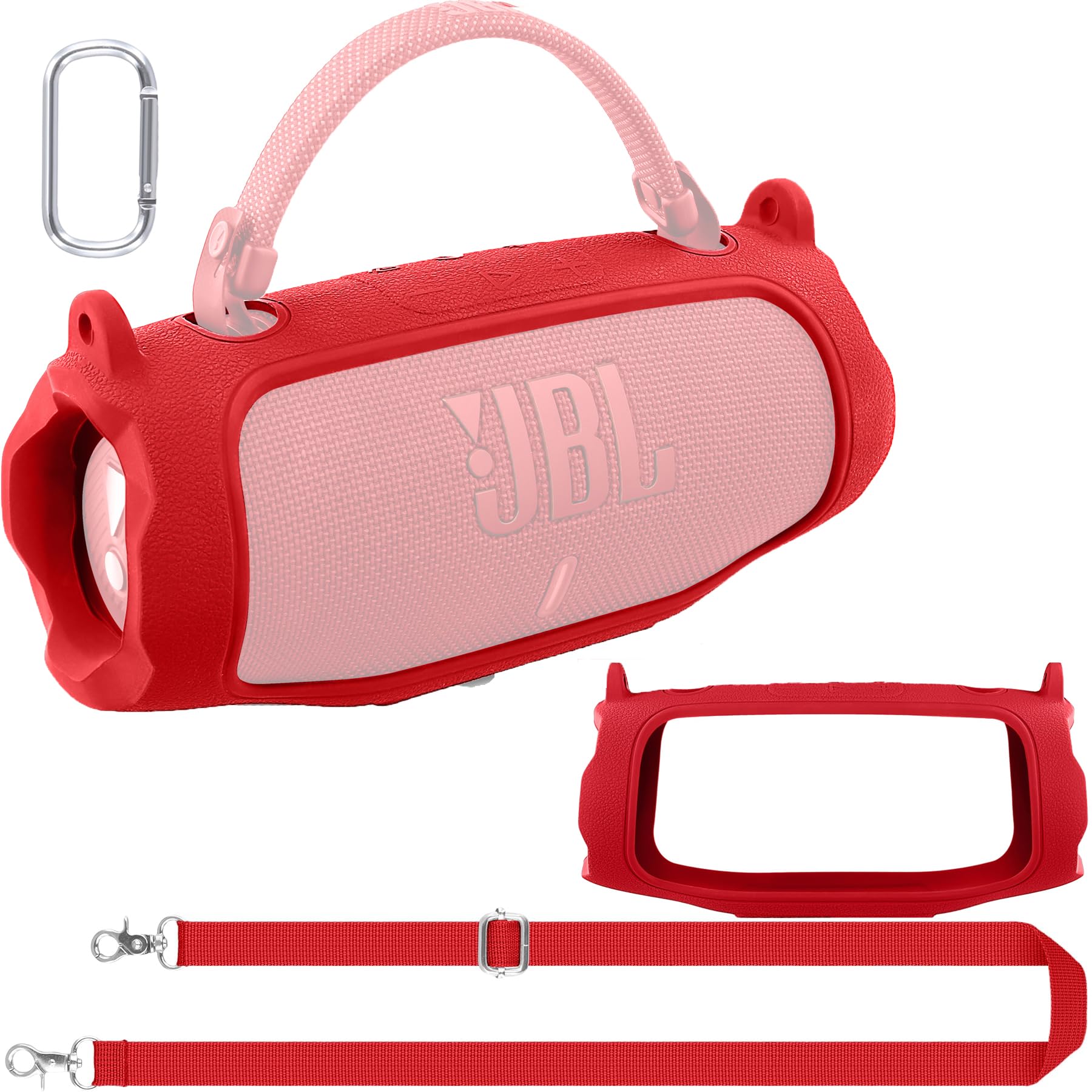 co2CREA Case Silicone for JBL Charge 6 Wireless Portable Bluetooth Speaker, Portable Ultra-light Protective Sleeve with Carabiner and Shoulder Strap