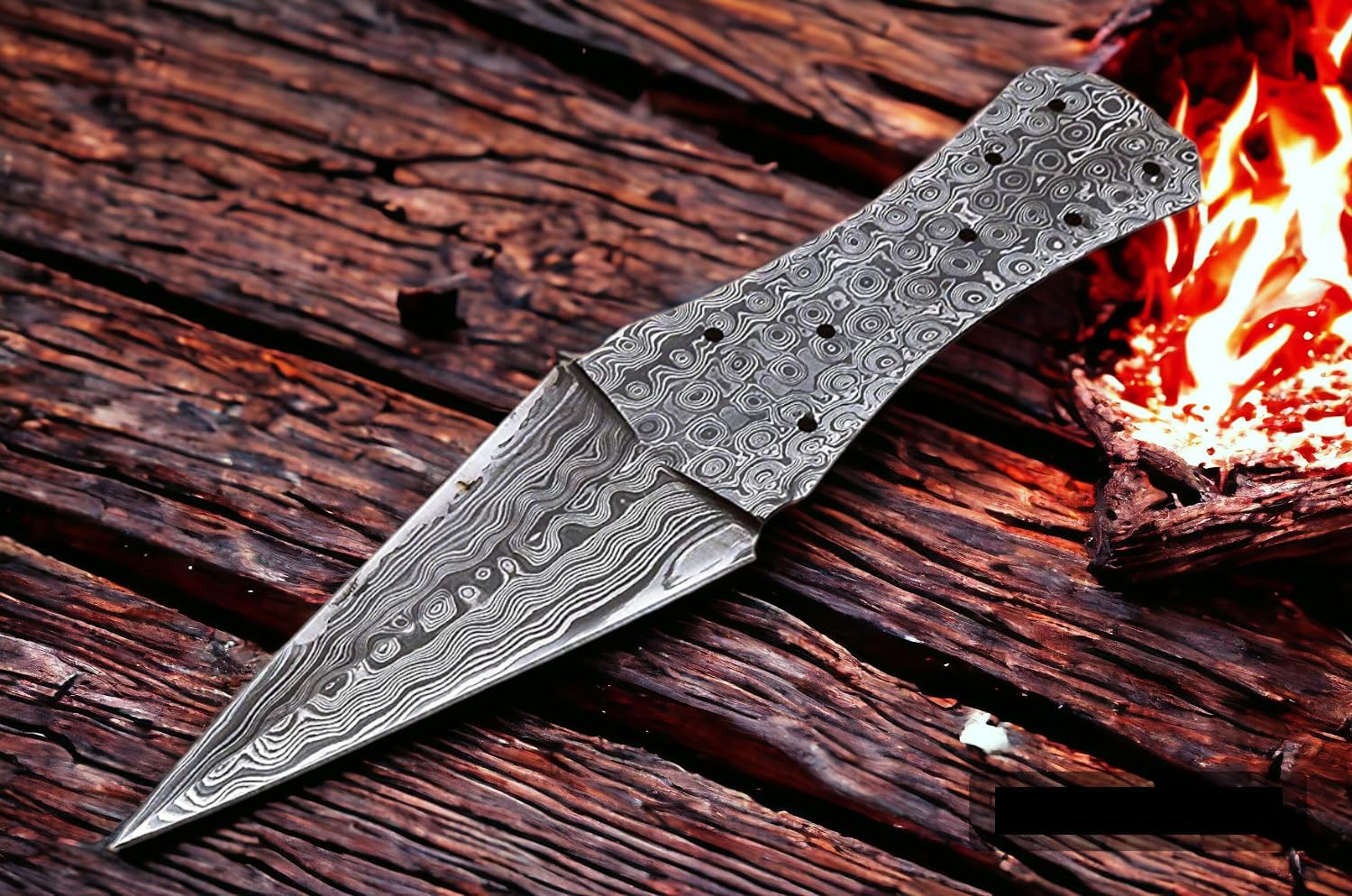 Wilson Roy Damascus Steel Full Tang Blank Blade knife Double Edge knife Dagger knife Custom Handmade for Knife Making supplies-DS6
