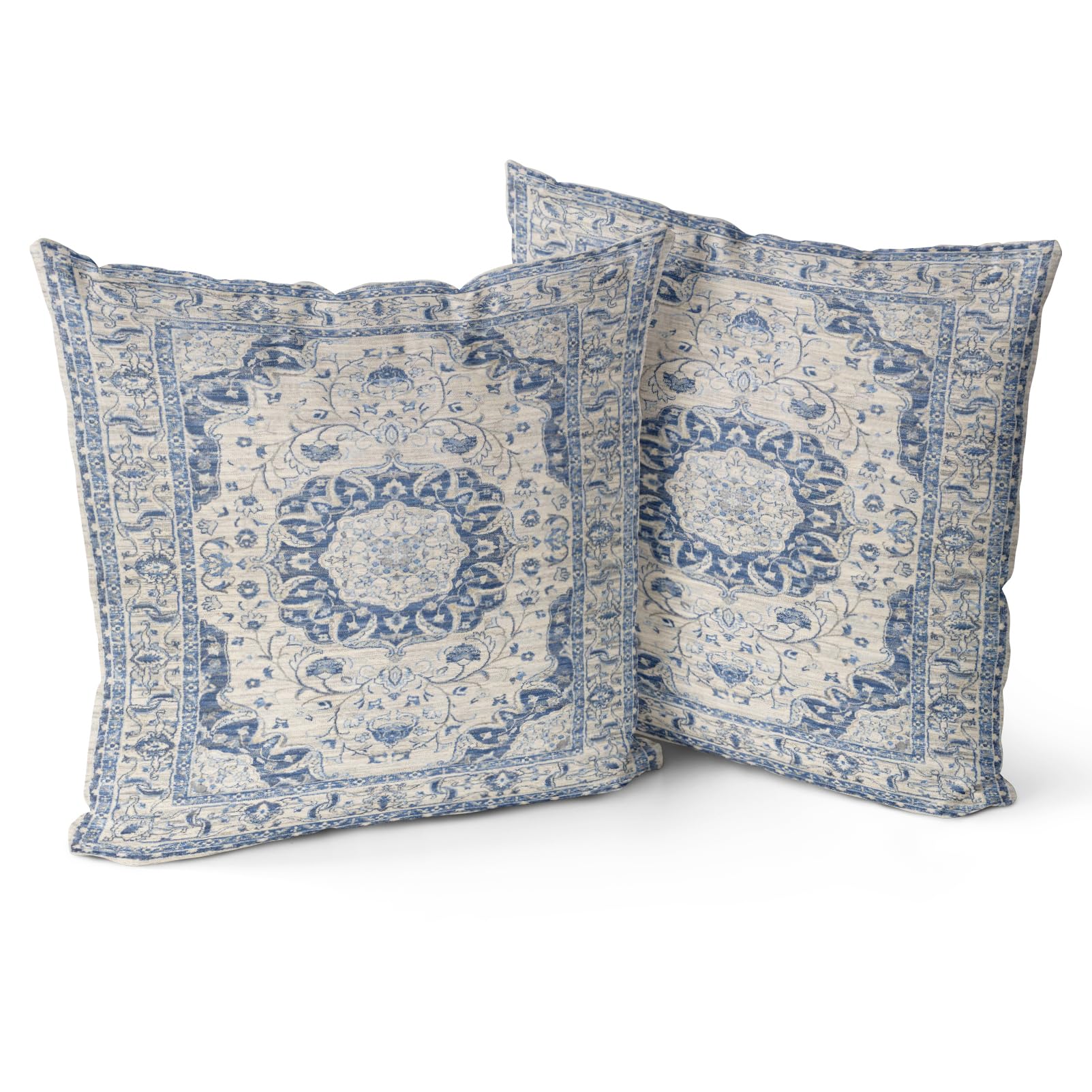 Snylcce Boho Throw Pillow Covers Set of 2, Lightsteel Blue Antique & Vintage Design, Double-Sided Pattern
