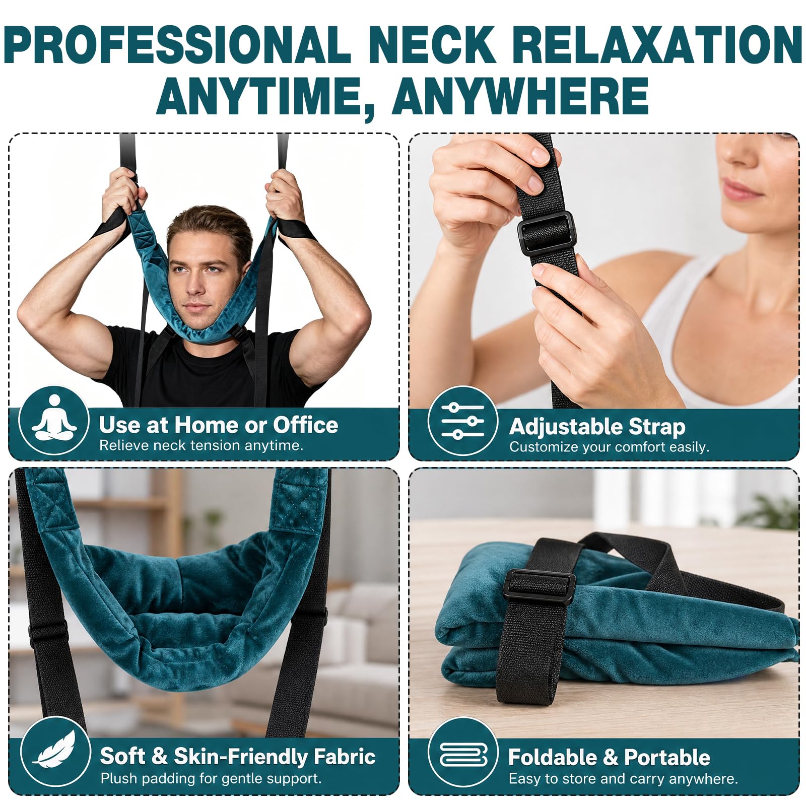 Dispositivo de tracción cervical con gancho, estirador de cuello ergonómico