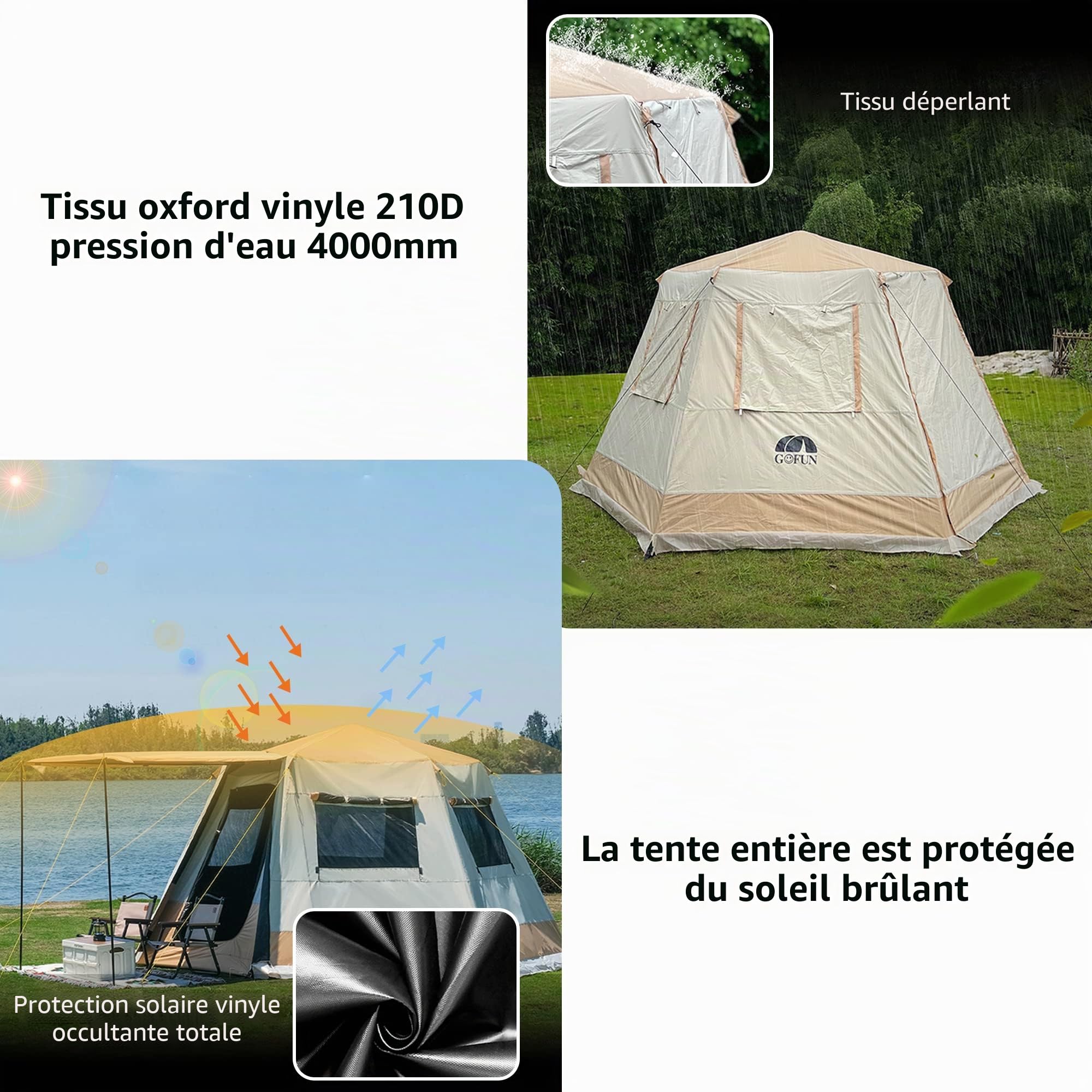 Tente Etanche Familiale Tente Camping Grande Tente Dôme pour Extérieur Pique-Nique Cour Festival