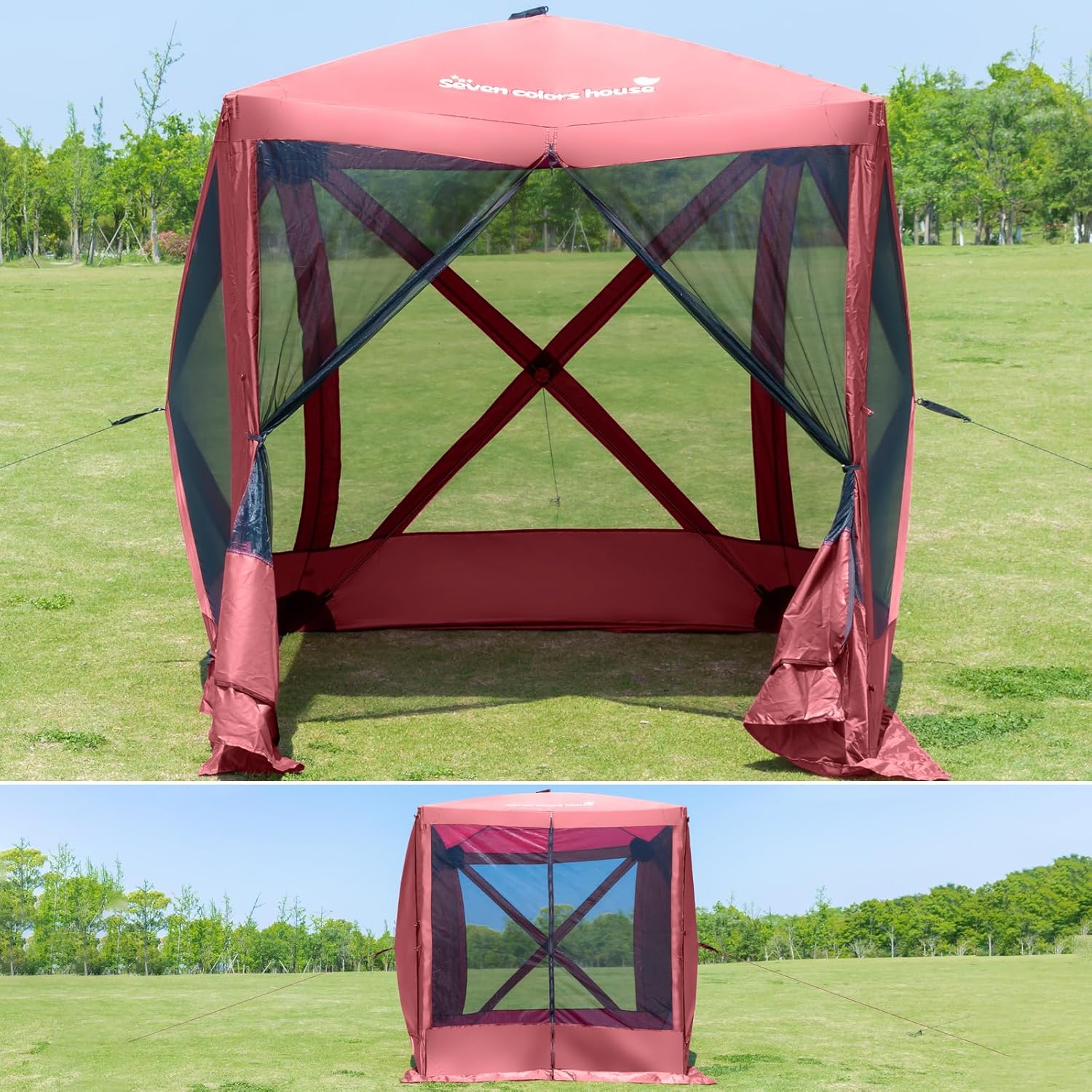 Seven Color House Pop Up Screen Tent House for Camping 4 Sided Portable