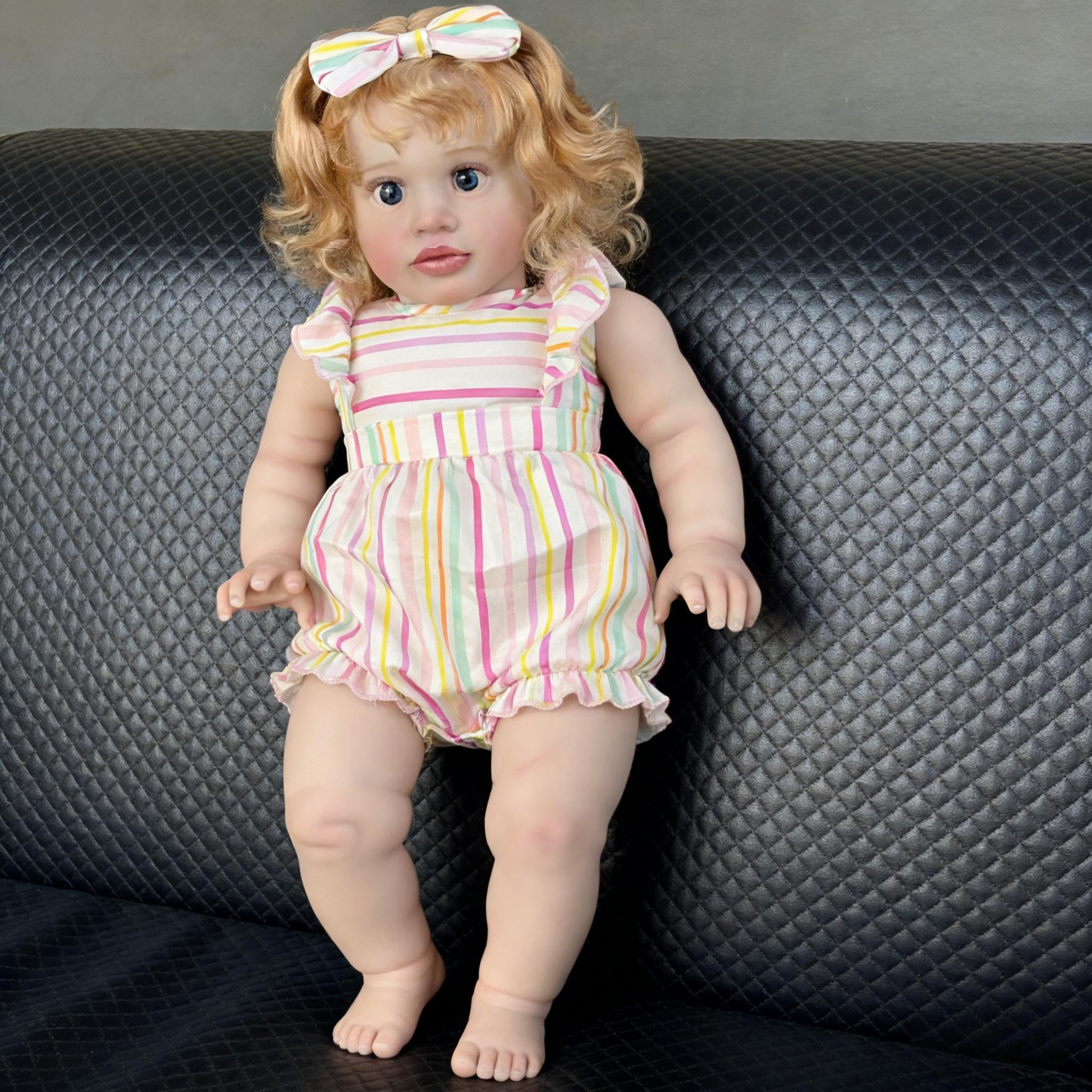 RXDOLL Bambole rinate di grandi dimensioni Pippa 66 pollici realistiche Reborn Bambole Ragazza Morbido Panno in Vinile Corpo Realistico Bambino Bambola In Piedi Ragazza Capelli Biondi per Bambini Età