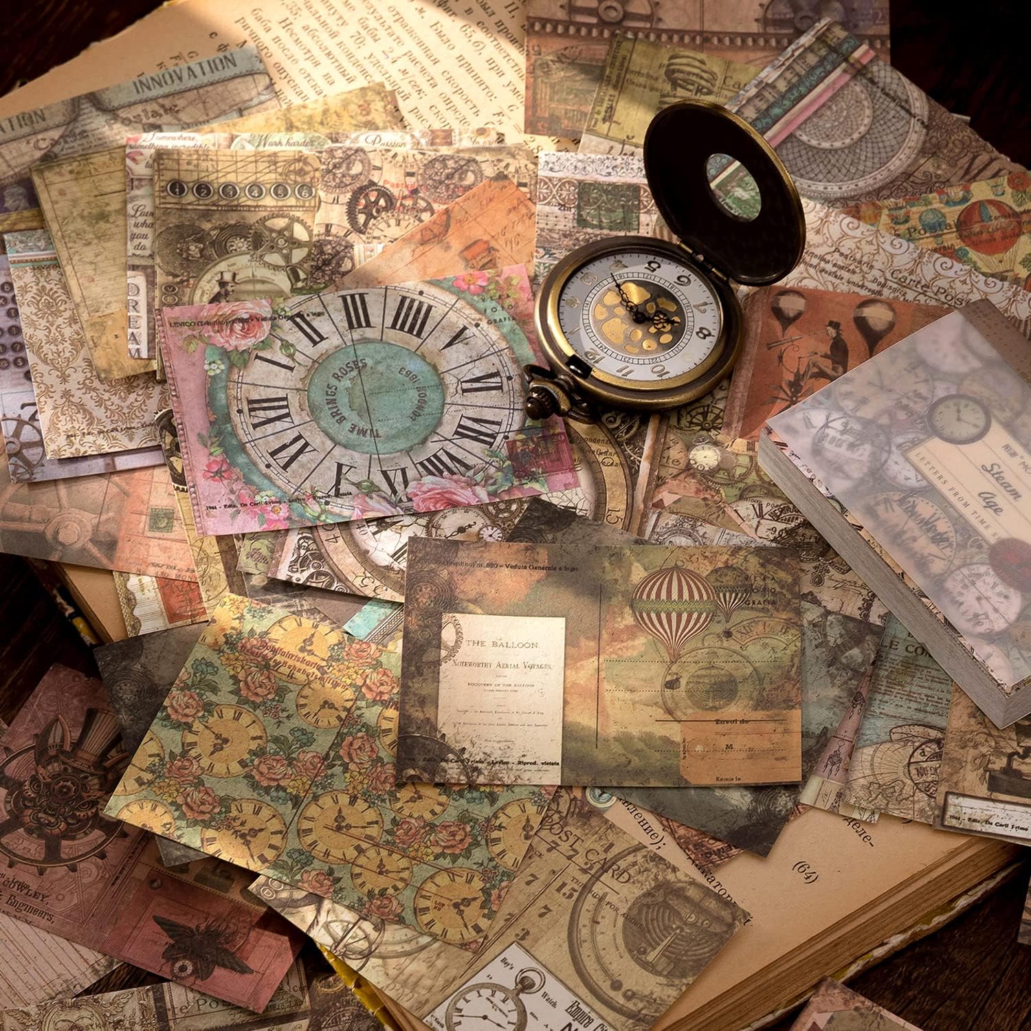 Alideco600 pcs Vintage Scrapbook Paper,Letter from Time Scrapbooking Paper for Journaling Supplies, Decorative Craft Paper for Junk Journals (shiguanglaixin)
