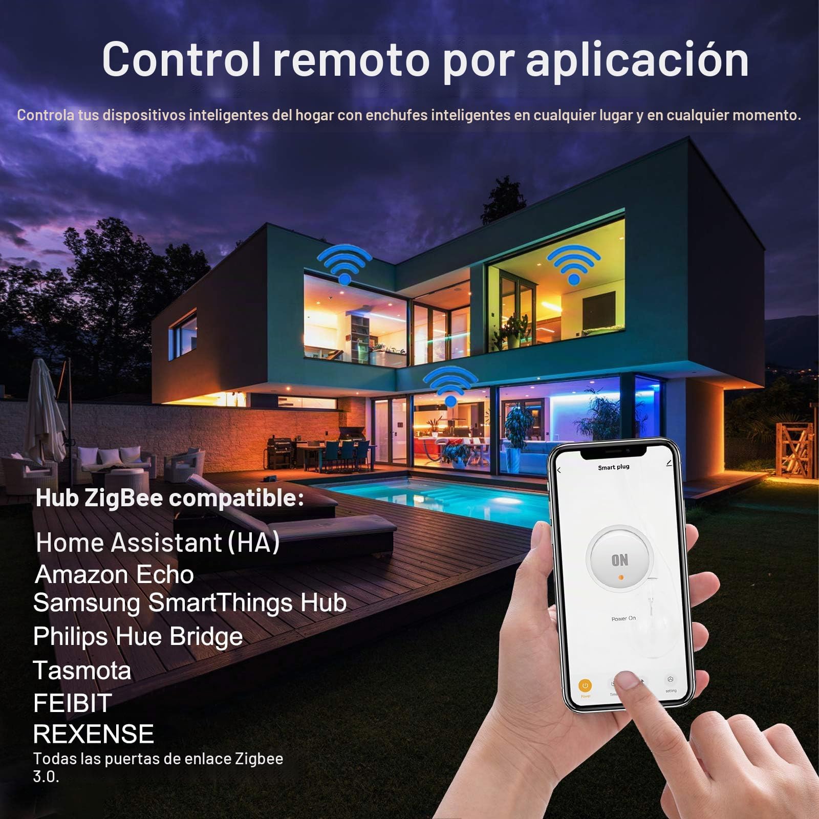 Enchufe Inteligente ZigBee, 16A Alexa Enchufe con monitor de consumo de energía, App Control remoto Smart Plug con temporizador, control por voz compatible con Alexa/Google Home, Hub Requerido 4PCS