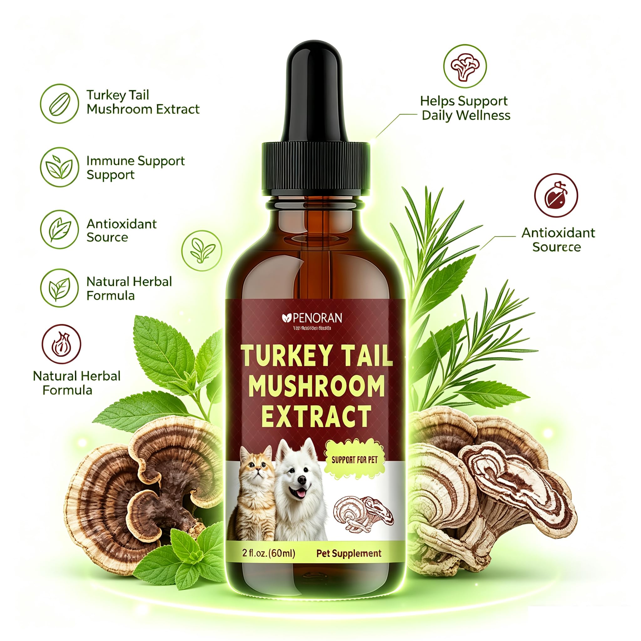 Turkey Tail Mushroom Extract for Dogs & Cats Lipoma Lumps Bumps Warts, — Amazon image 3
