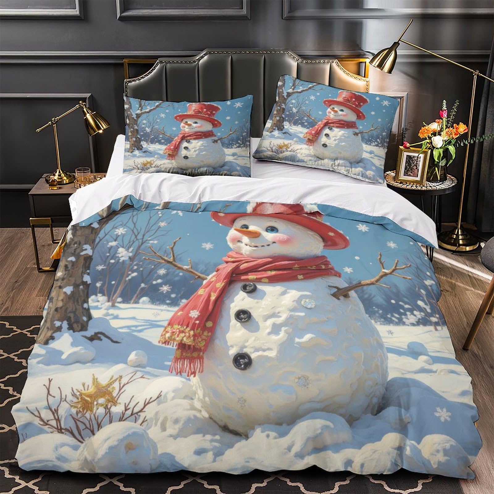 Parure de lit bonhomme de neige 3D pour chambre de garçon et ado