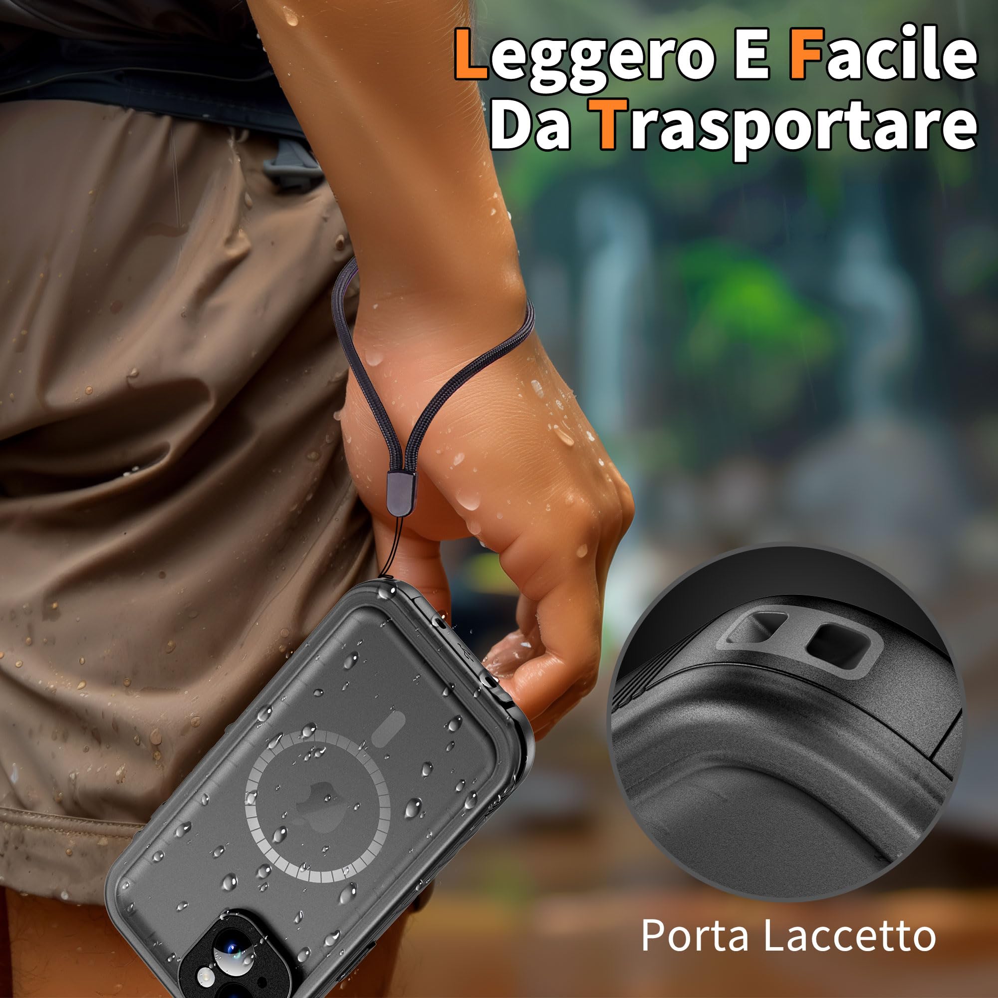 Cozycase Cover TOP 360 Antiurto IP68 Impermeabile Per iPhone 13 | Magnetica Per Magsafe, Rugged Militare, Subacquea Waterproof Case Anti Urto Resistente Antipolvere, Custodia Integrale. Nero