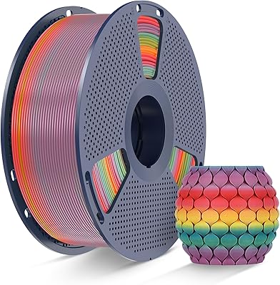 28 – SUNLU Rainbow PLA Filament 1.75mm, Multicolor Gradient 3D Printer Filament, Neatly Wound 3D Printing Filament, Dimensional Accuracy +/-0.02m…