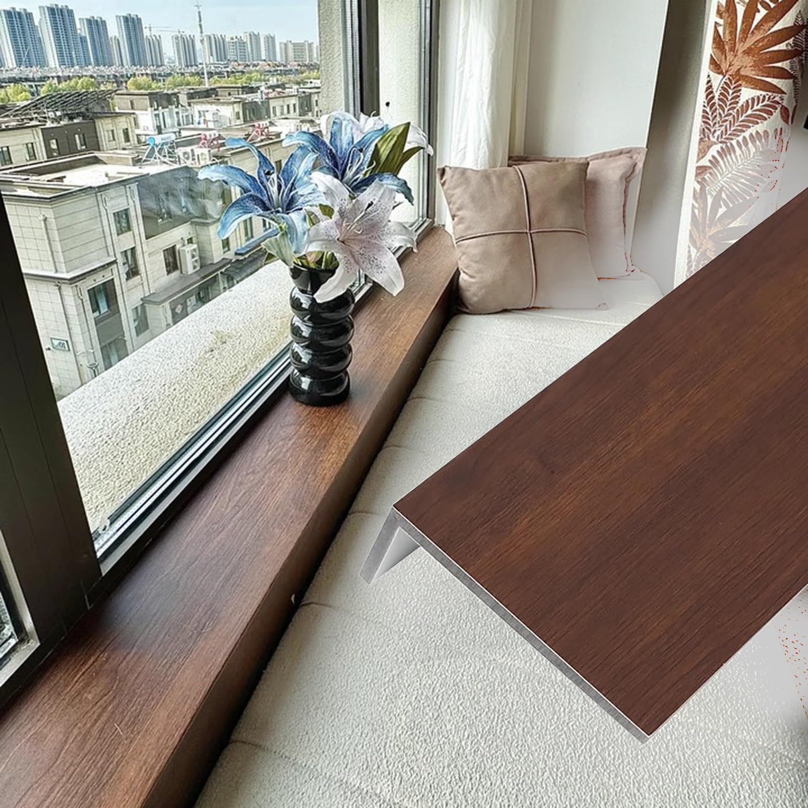 Copertura decorativa per davanzale della finestra con struttura in legno, protezione per interni per controsoffitti, portici, scale e telai di porte