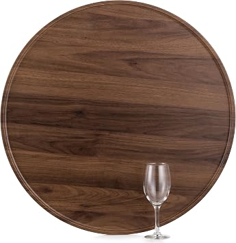 Extra Large Ottoman Serving Tray Hanobe Round Wooden Trays 22" Contemporary Decorative Coffee Table Tray Circle Big Platter Modern Home Decor for Living Room