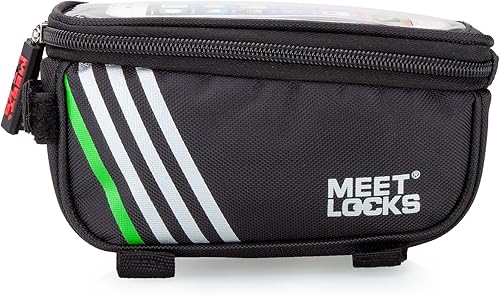 Miniatura 3 de MEETLOCKS Bolsa de bicicleta con pantalla táctil impermeable tamaño 5.7 pulgadas para marco de bicicleta tubo superior manillar celular móvil