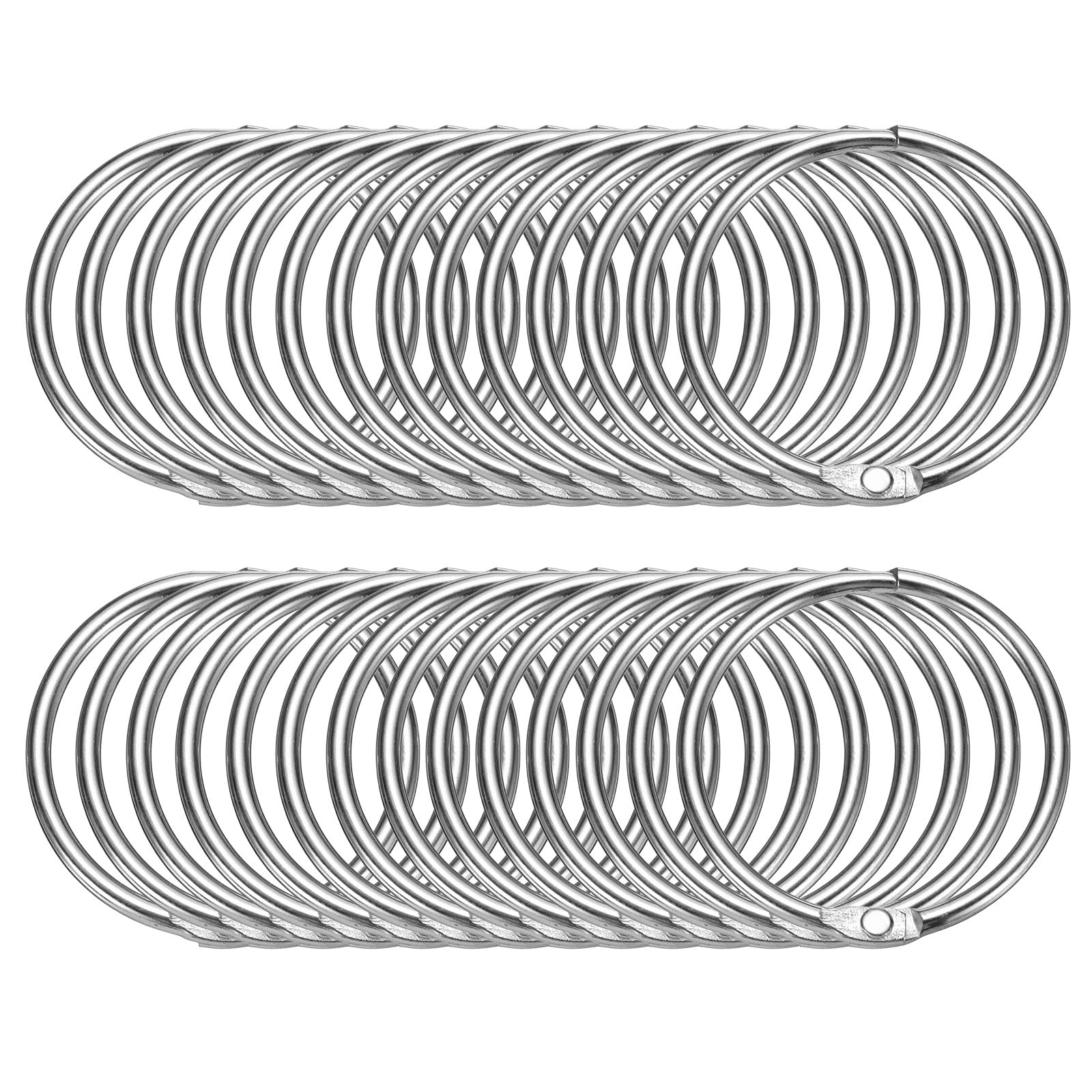 Anneaux de rideau de douche uxcell en métal argenté de 3,8 cm pour salle de bain | Lot de 28