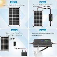 Vista 4 de Kit de Cargador de Panel Solar Voltset: Panel Solar de 100W 12V con Controlador de Carga Solar de 20A, Panel Solar Monocristalino para Batería