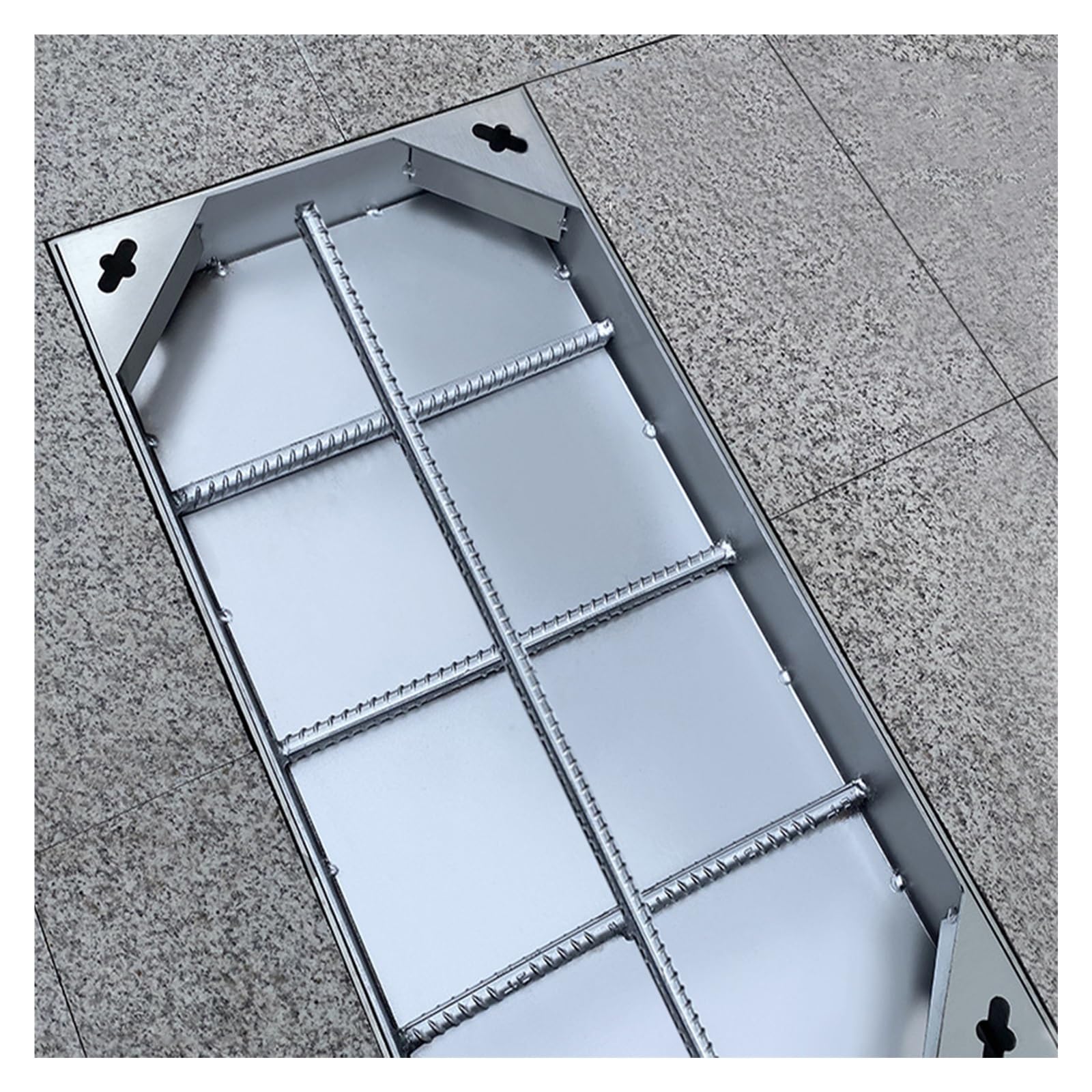 SZITW Invisible 304 Stainless Steel Manhole Cover, Rectangular Recessed Septic Tank Lid With Lifting Hook And Base, For Driveways/Yards(60x70cm)