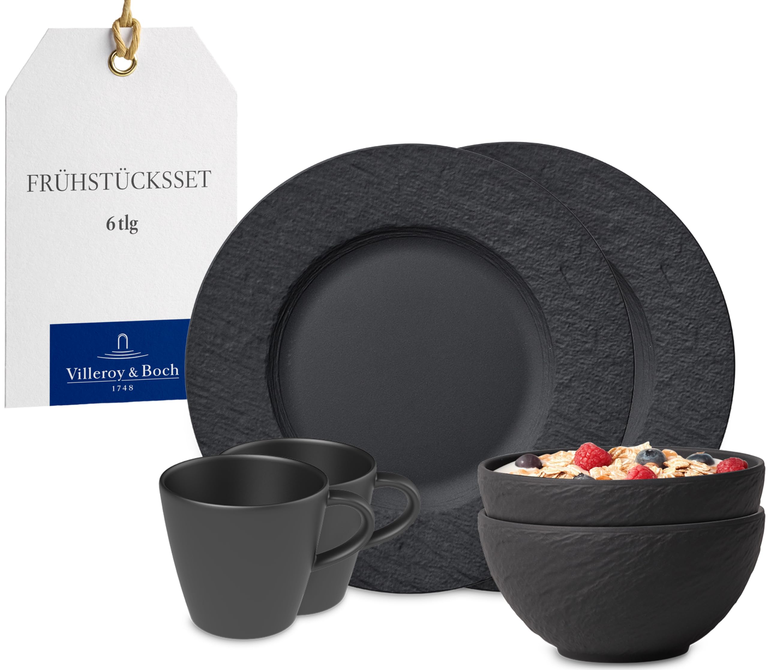 Villeroy & Boch - Manufacture Breakfast Set, 6 pces., Tableware Set for 2 People, Premium Porcelain, Black — image 1