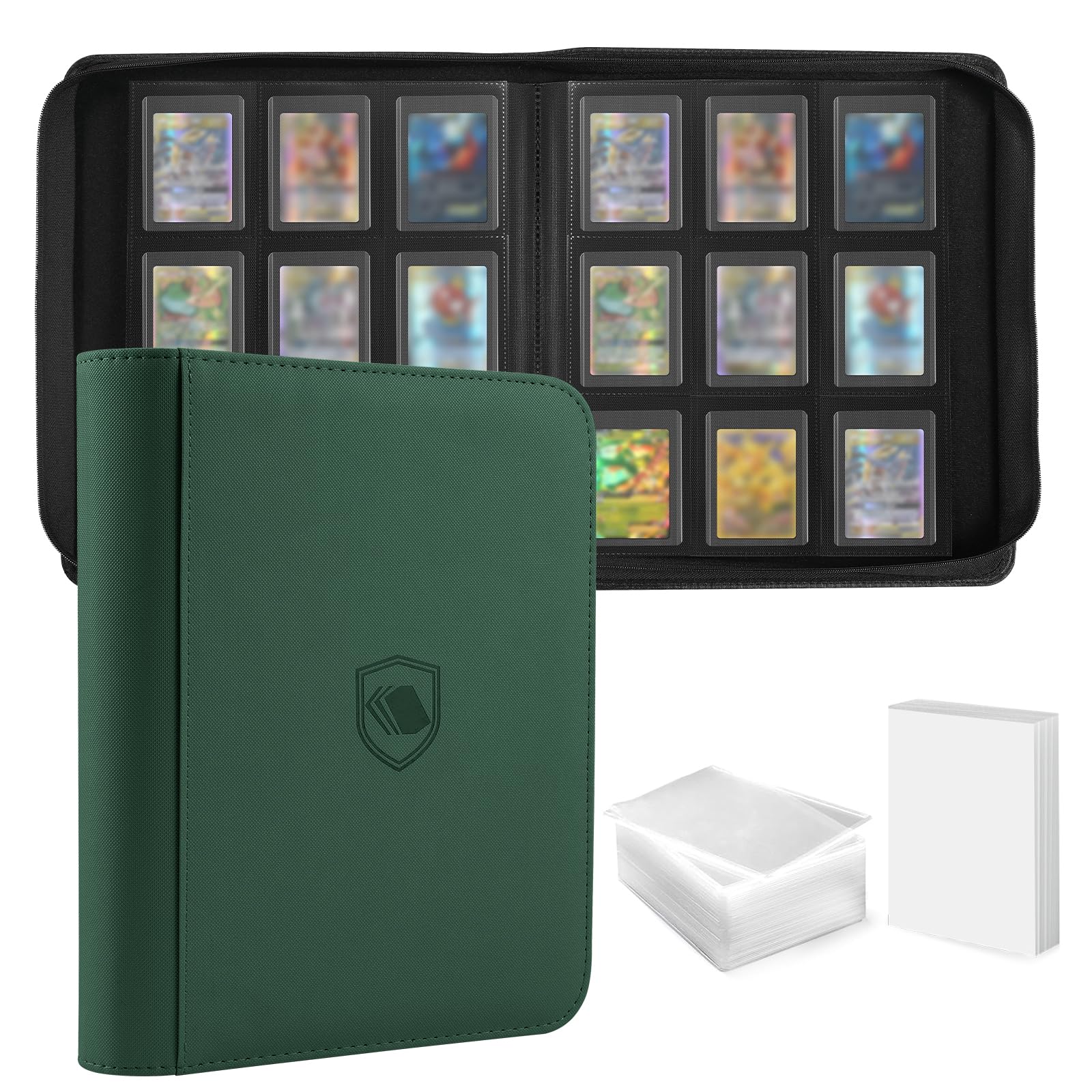 Top Loader Binder, Holds 360 Toploaders, 108 Toploaders and 100 Card Sleeves INCLUDED, 9-Pocket Toploader Binder for 3" x 4" Rigid Toploader, Double-Sided Card Binder for TCG, Sport Cards