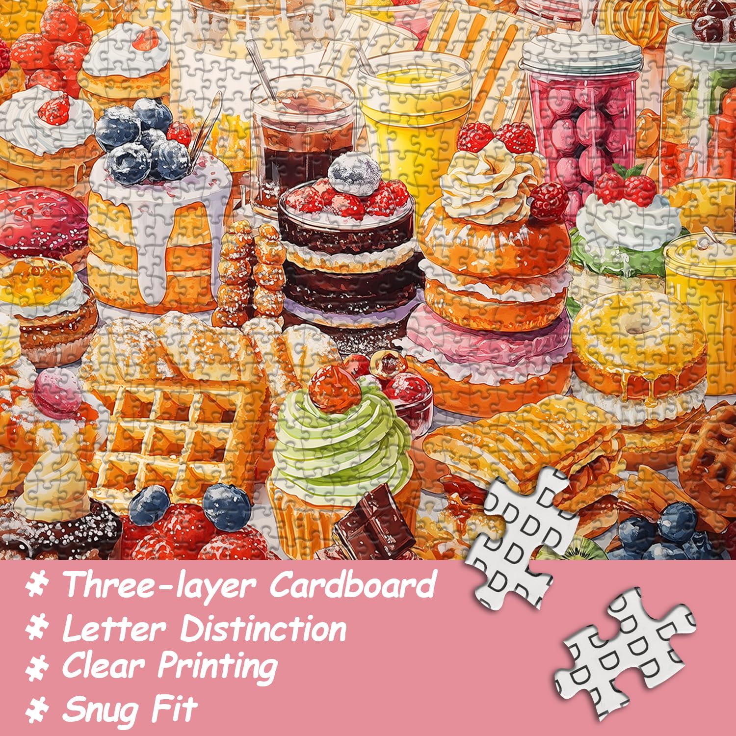 PICKFORU 1000-Teile-Puzzle „Sweet Feast“ – Schokoladen, Donuts, Cupcakes, 50 X 70 Cm, Für Erwachsene