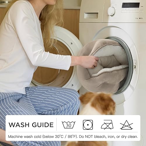 Miniatura 33 de Bedsure Camas lavables para perros, camas redondas con parte inferior antideslizante para gatos de interior, cachorros y gatitos, 20 pulgadas, gris