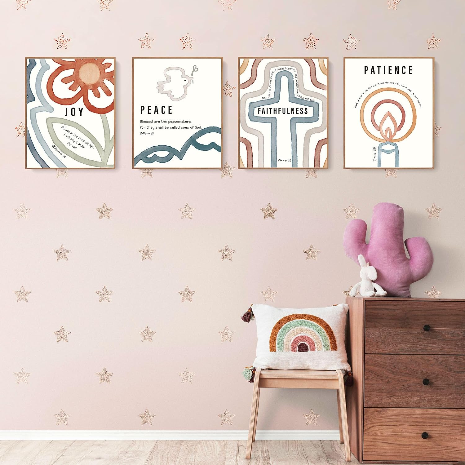LARTSFRO Jesus Bible Kids Wall Decor, Christian Wall Art, Bible Verses Boho Posters Decor for Nursery Baby Bedroom Classroom,Gifts for Kids 10x8 Inch Set of 4 Unframed image 3