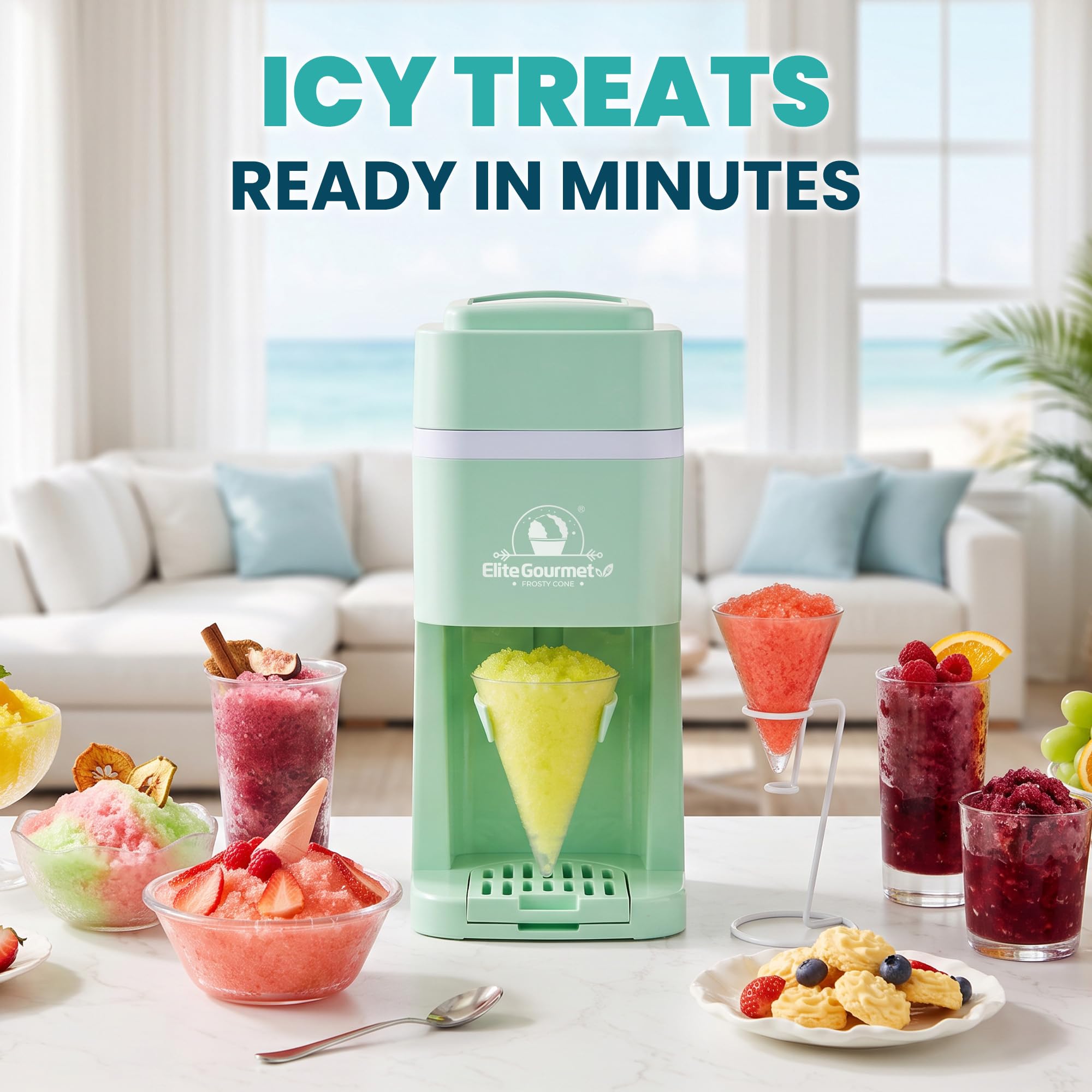 Elite Gourmet Snow Cone Maker - Instant Shaved Ice! -2