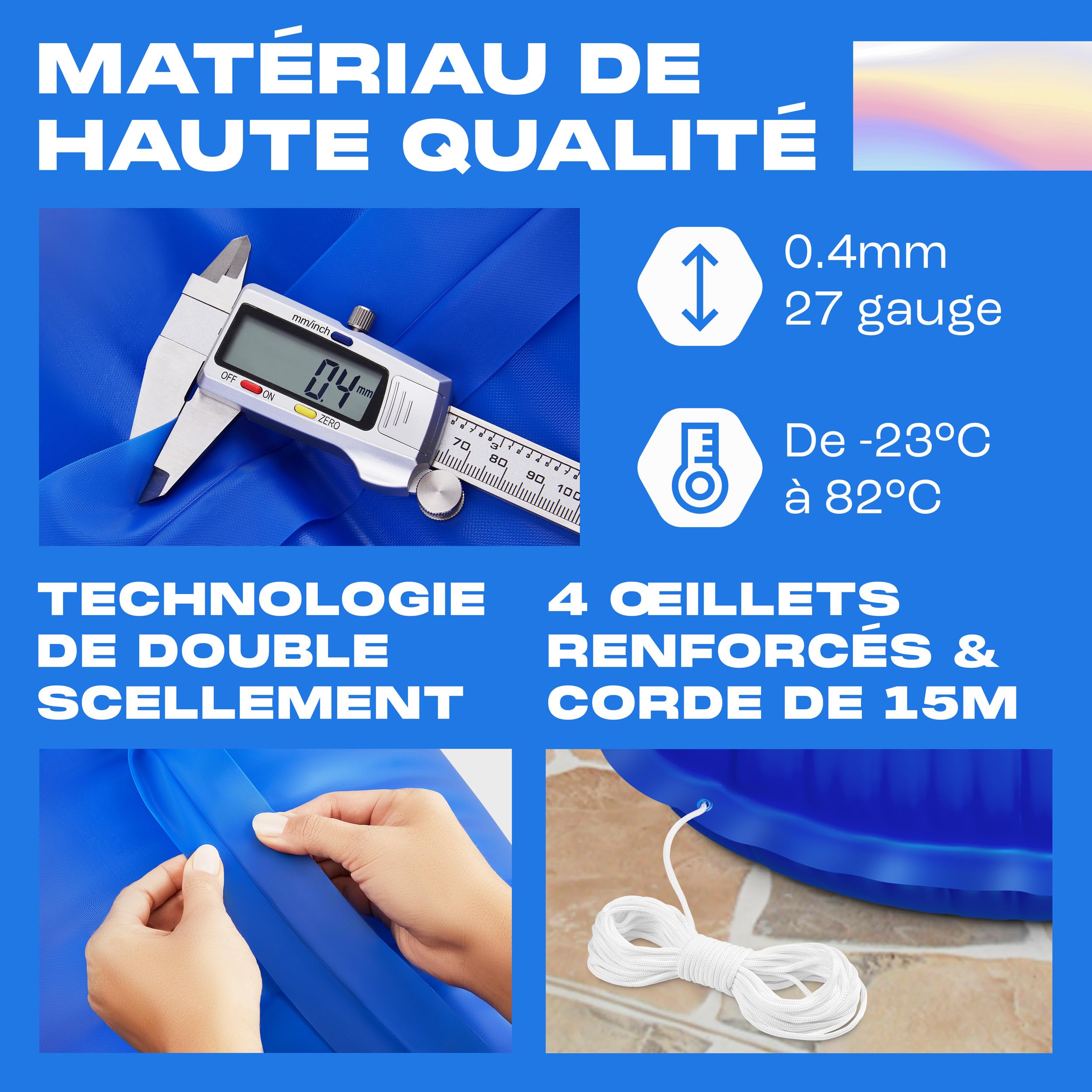 Yankee Coussin d'hiver Rond pour Piscine Ø200 cm | Coussin d'air Gonflable pour Bâche de Piscine | Coussin de Protection en PVC Résistant au Froid et aux Déchirures pour Hivernage
