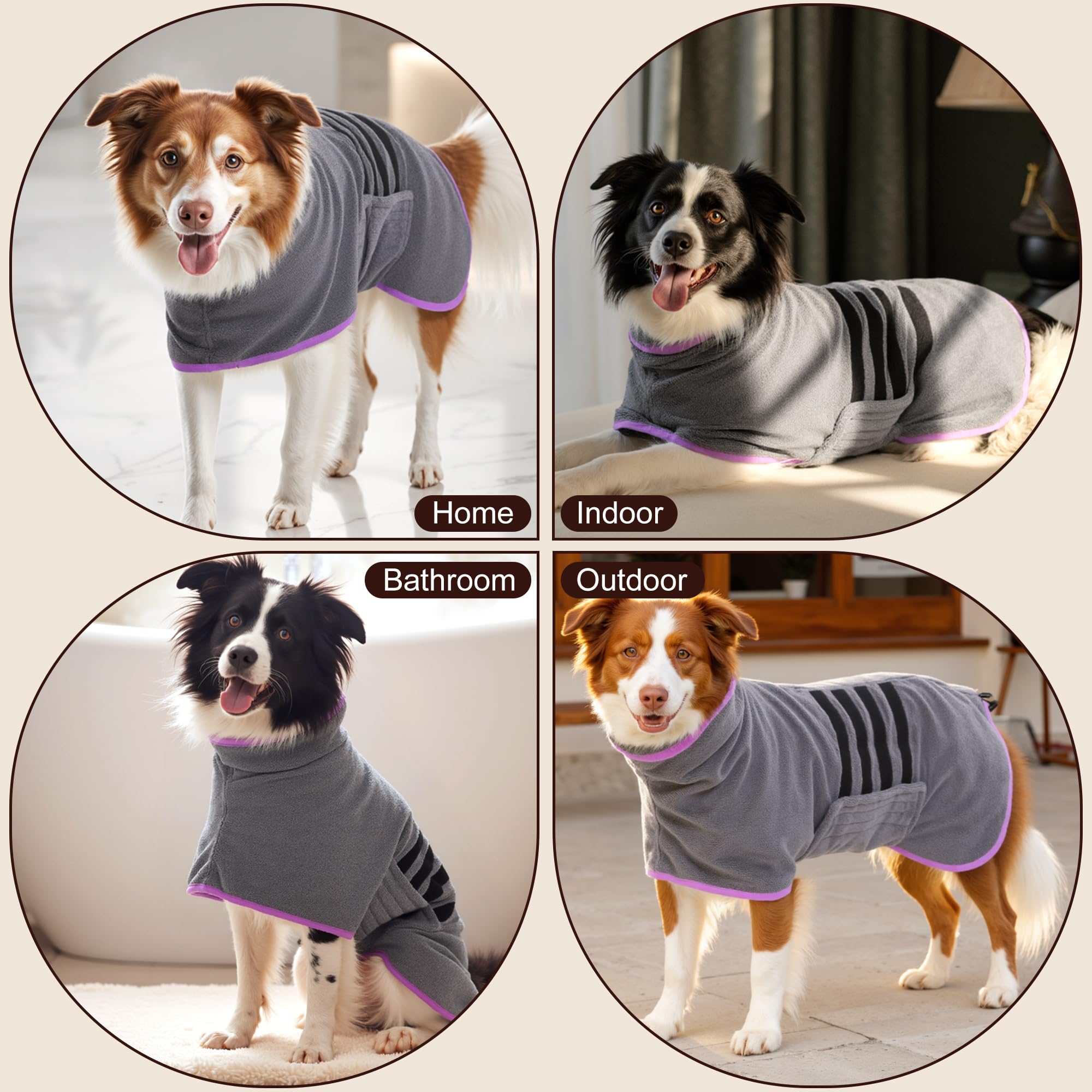 Peignoir Microfibre pour Chien – Séchage Rapide, Super Absorbant, Idéal pour Chiens Moyens et Grands – Peignoir Doux et Confortable, pour Bain et Promenade