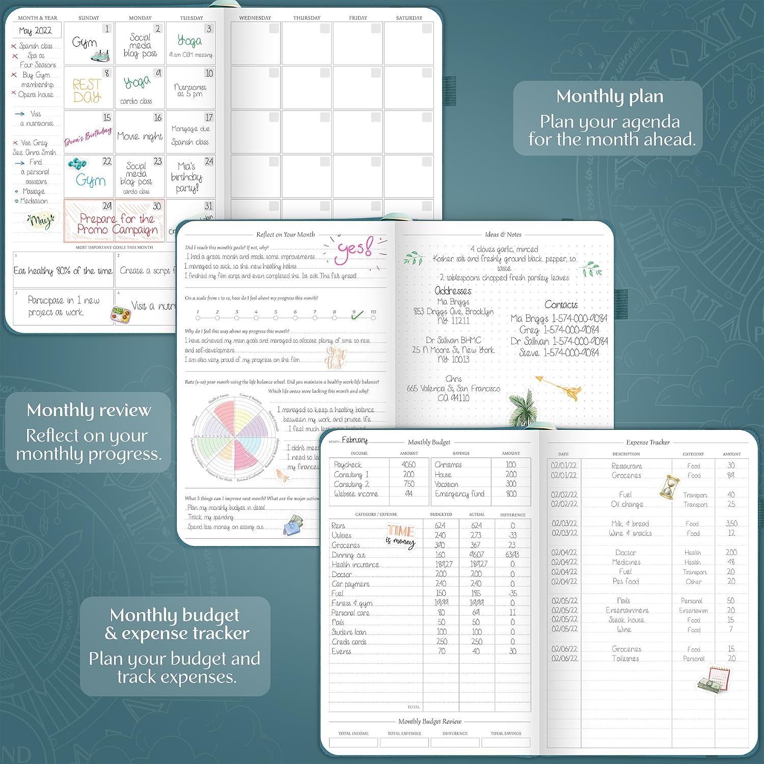 Legend Planner Premium, Undated Weekly, Monthly & Budget, A5, Dark Teal image 4