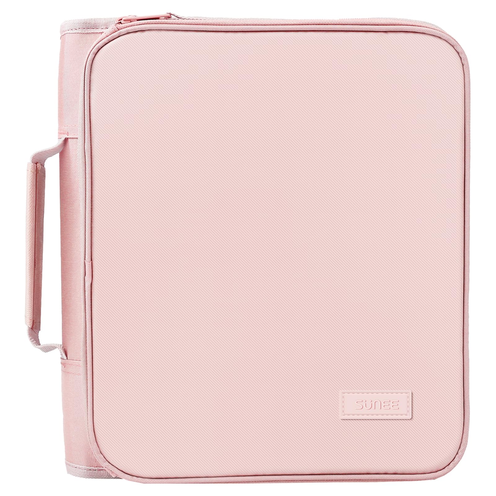 SUNEE Zippered Binder Bag with Handle, 2-Inch 3-Ring O-Ring, 500-Sheet Capacity, Includes Zip Pocket, 5-Tab Expanding File Folder, Multi-Pocket Organizer Binder for Middle School, Pink Lotus