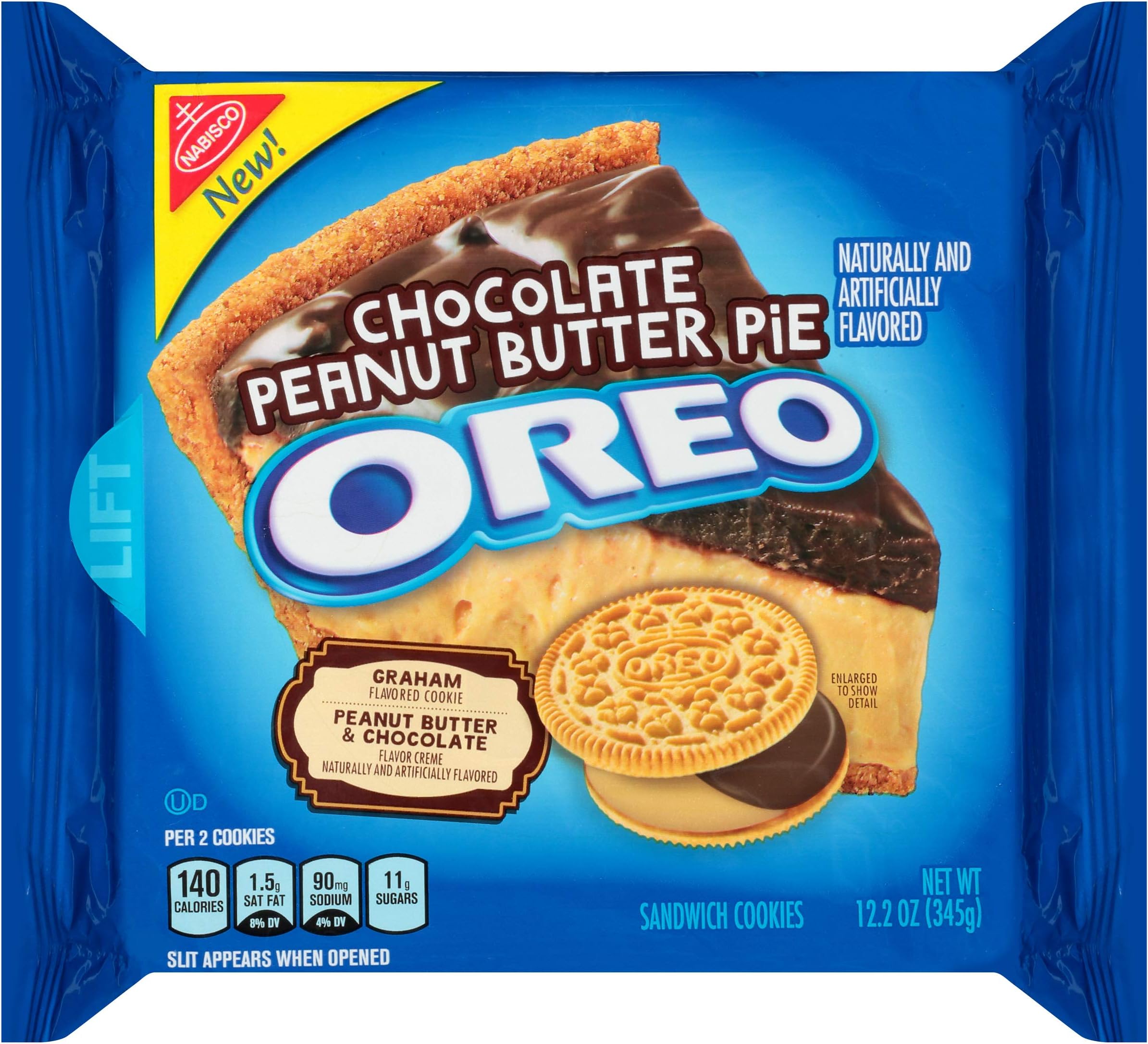 Oreo Chocolate Peanut Butter Pie Sandwich Cookies, 12.2oz (345g)
