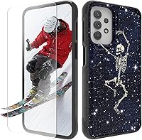 Vista 18 de Funda para Samsung Galaxy A13/A04/A04S/A23/A32 5G con protector de pantalla, parte trasera texturizada de policarbonato duro, diseño de flores