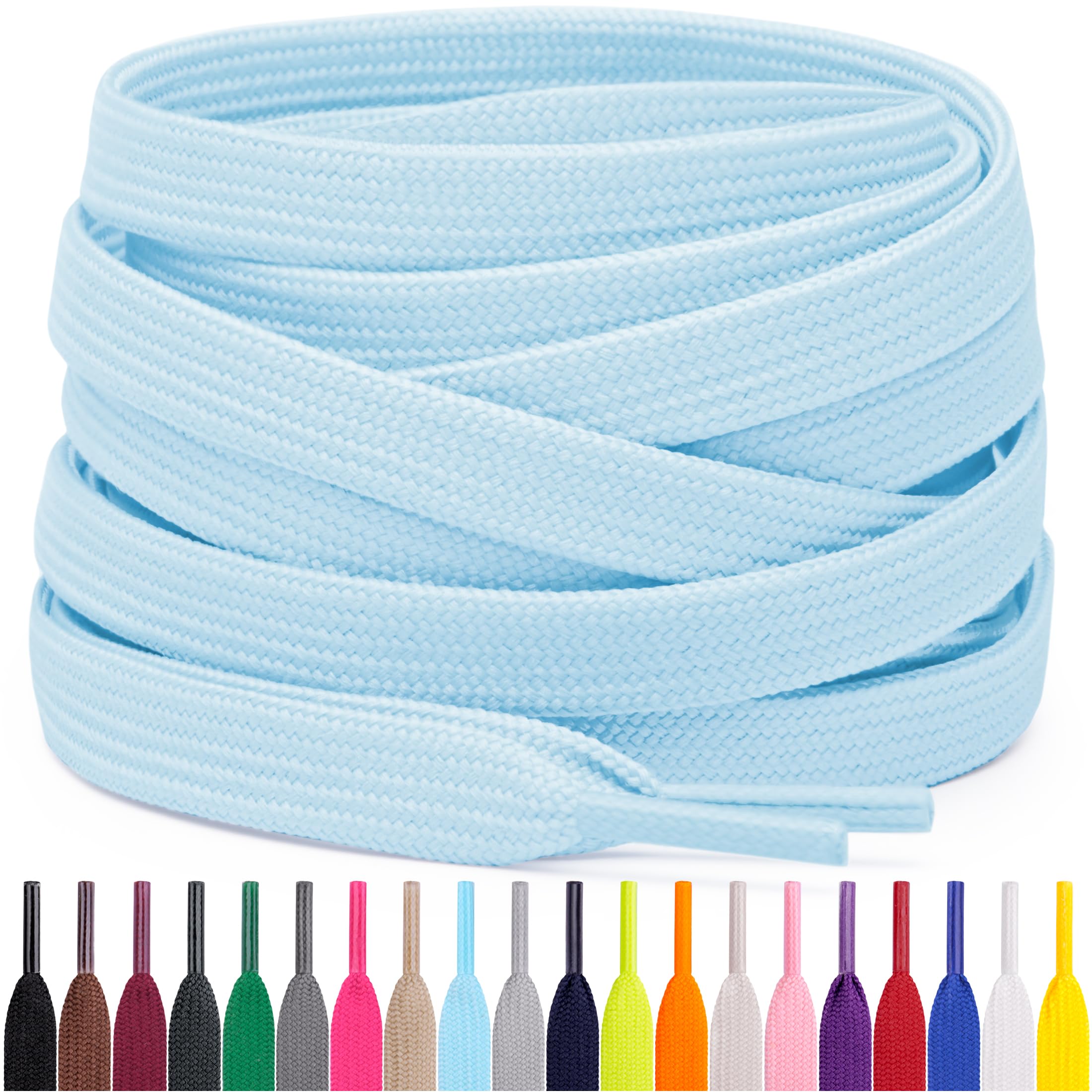 Miscly Flat Shoe Laces for Sneakers, Multiple Lengths and Colors Available