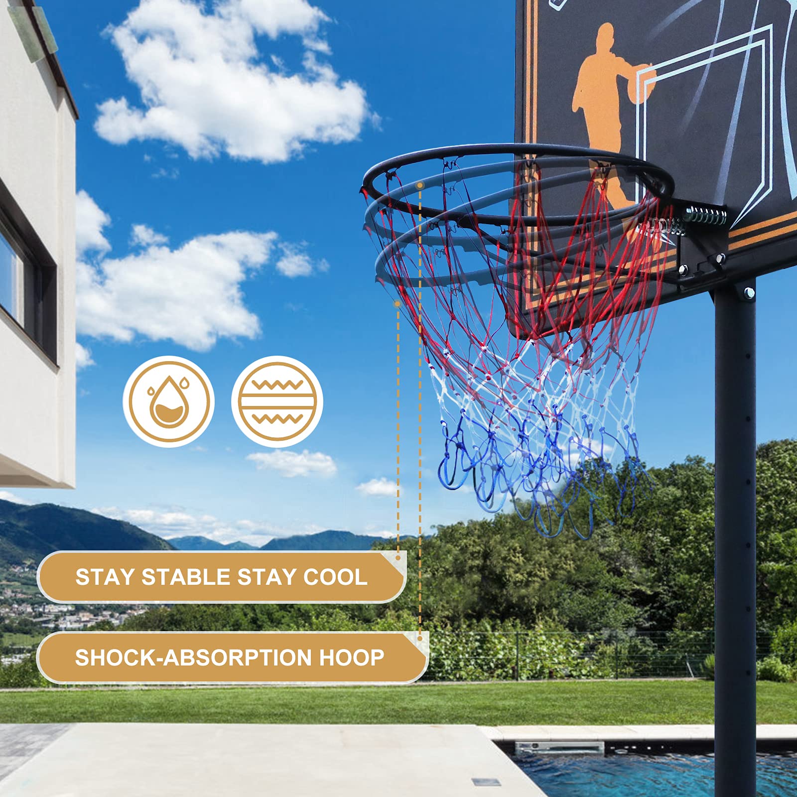 WIN.MAX Portable Basketball Hoop Goal System 4.810ft Adjustable 44in