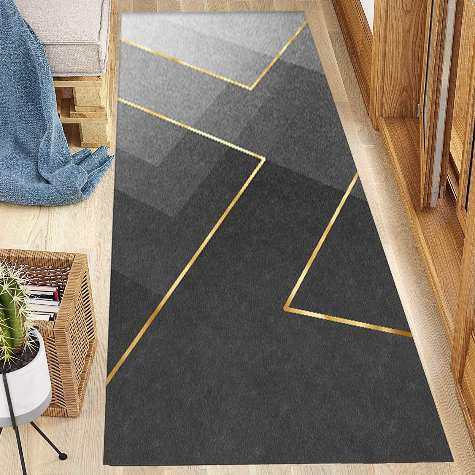 Alfombra de pasillo a rayas lavable de 2 m x 0,7 m para la cocina